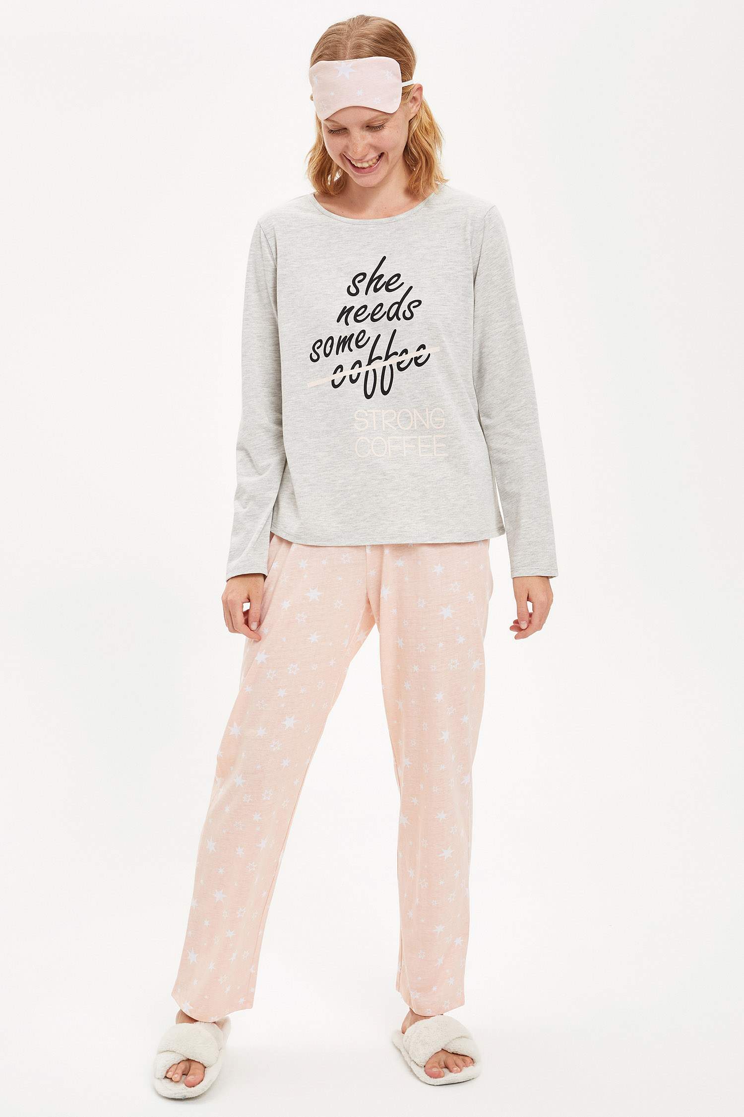 Strong Coffee Uzun Kollu Pijama Takımı