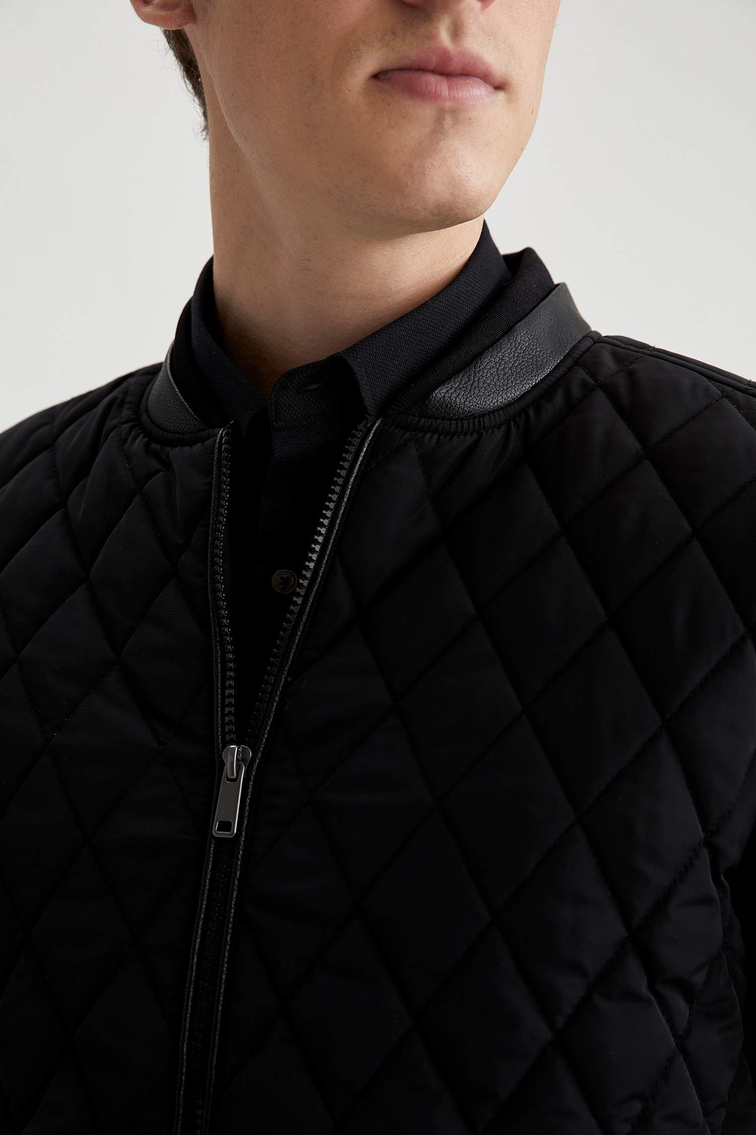 Slim Fit Kapitone Kolej Yaka Bomber Mont