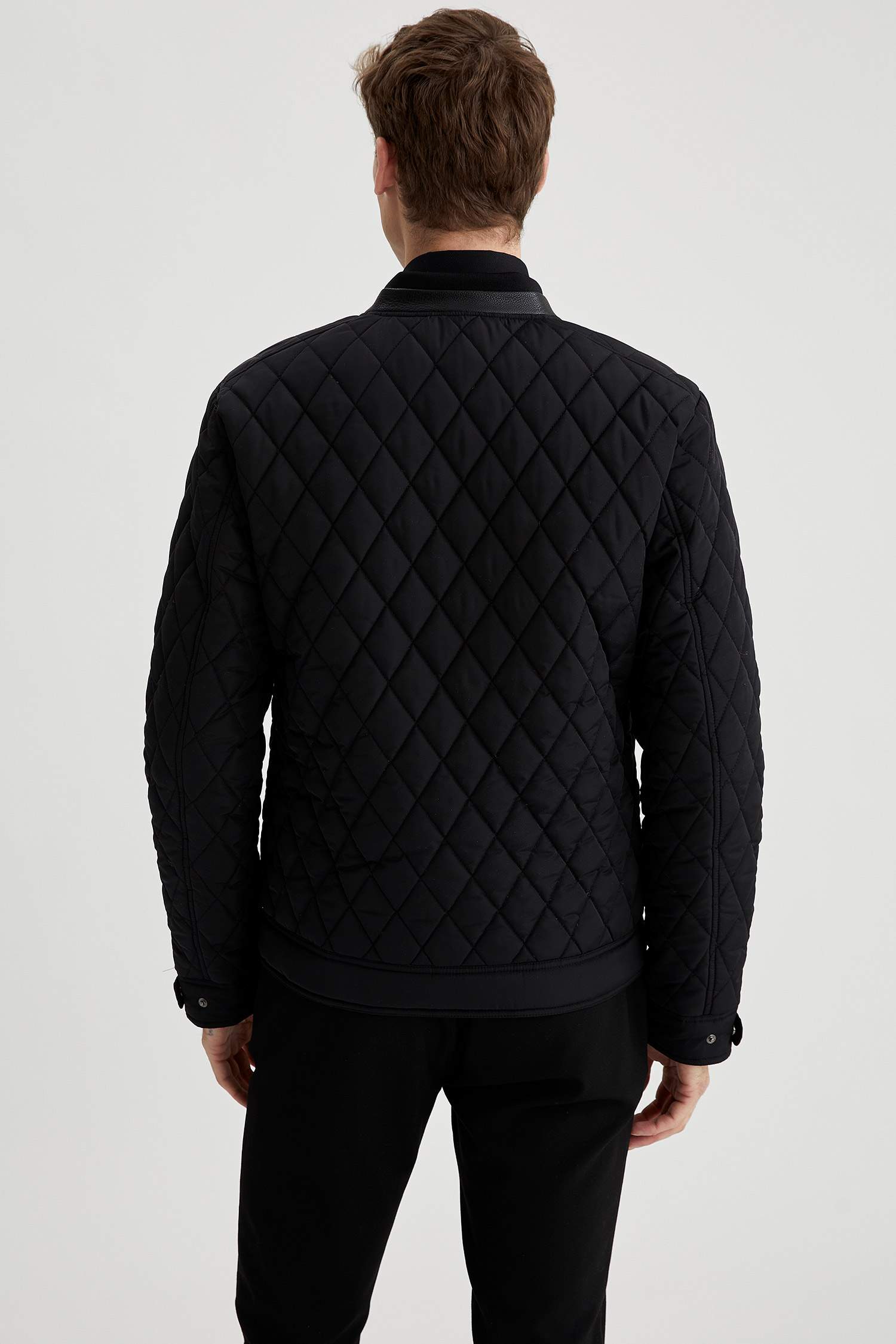 Slim Fit Kapitone Kolej Yaka Bomber Mont