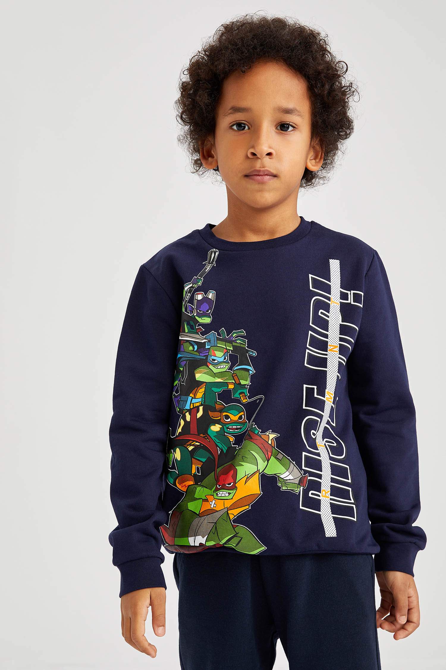 Erkek Çocuk Ninja Turtles Lisanslı Lisanslı Bisiklet Yaka İçi Yumuşak Tüylü Sweatshirt