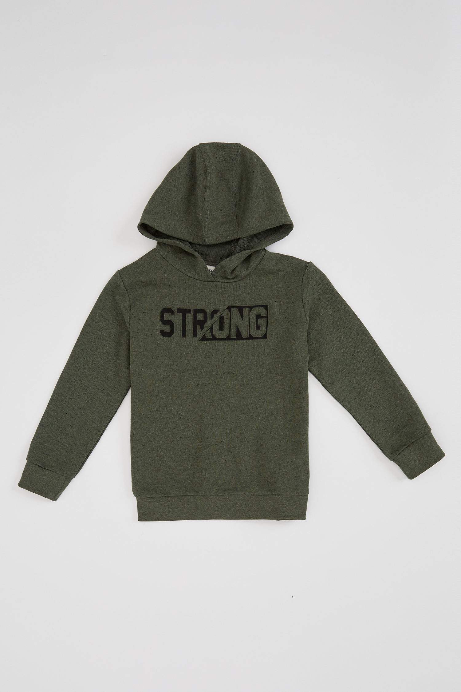 Erkek Çocuk Slogan Desenli Kapüşonlu Sweatshirt
