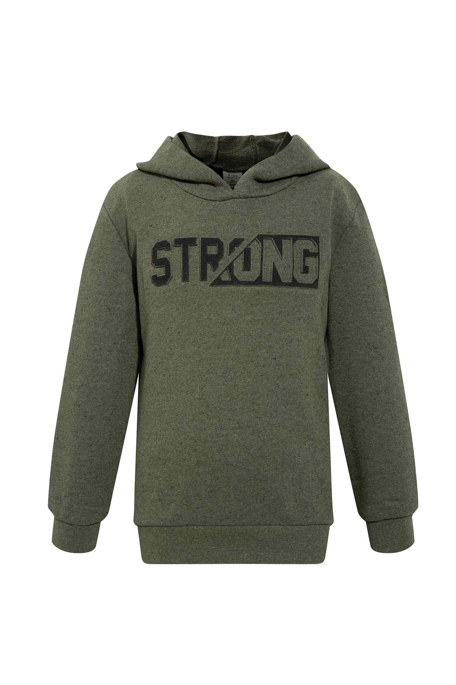 Erkek Çocuk Slogan Desenli Kapüşonlu Sweatshirt