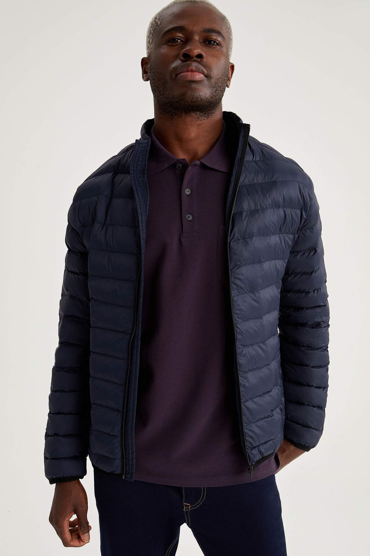 Slim Fit Dik Yaka Şişme Mont