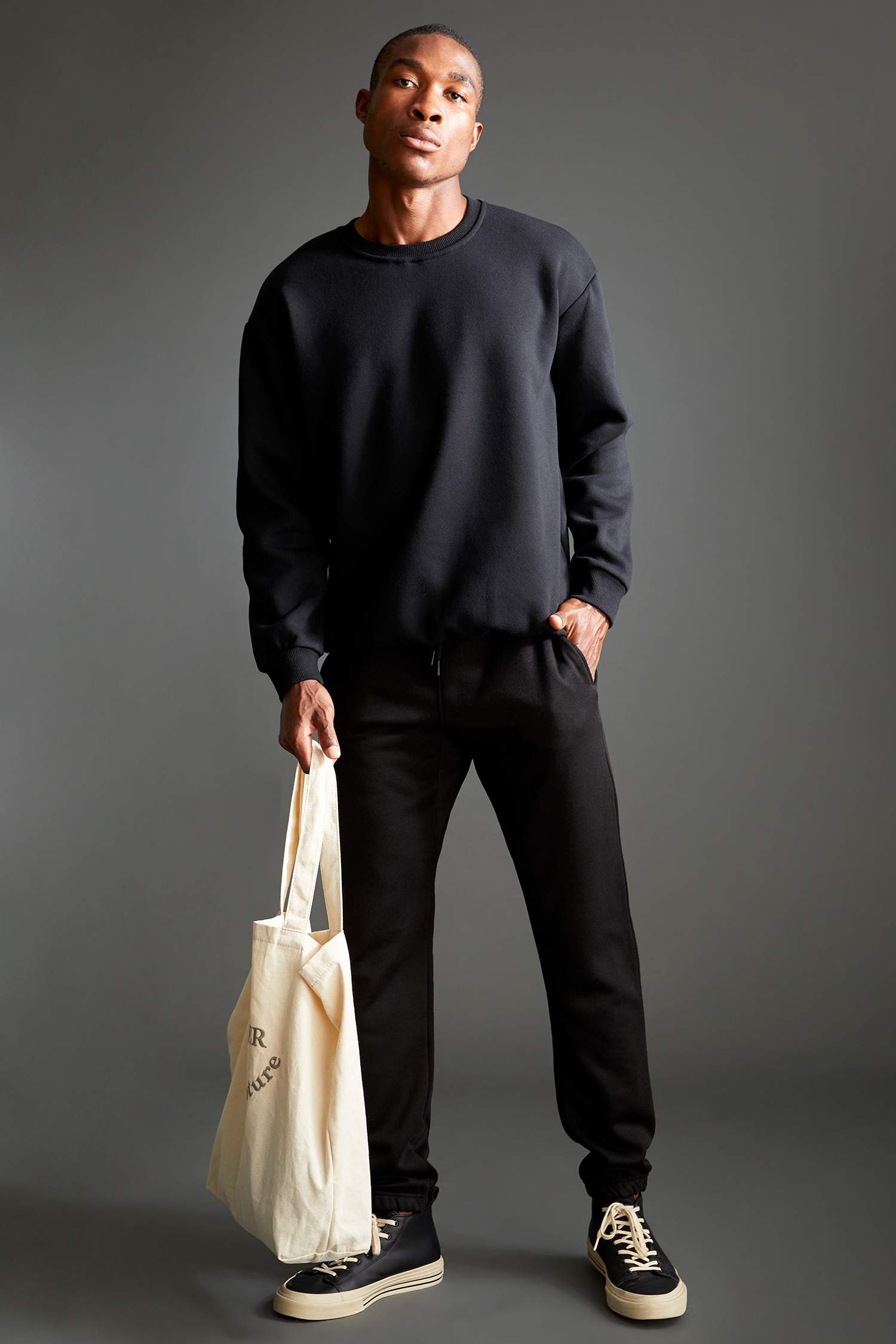 Oversize Fit Bisiklet Yaka Basic Sweatshirt