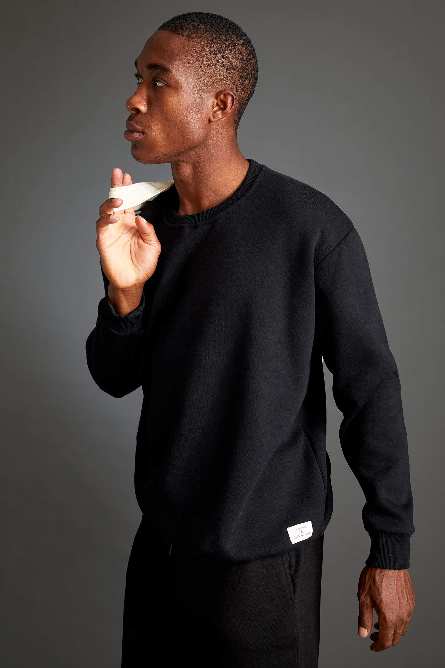 Oversize Fit Bisiklet Yaka Basic Sweatshirt