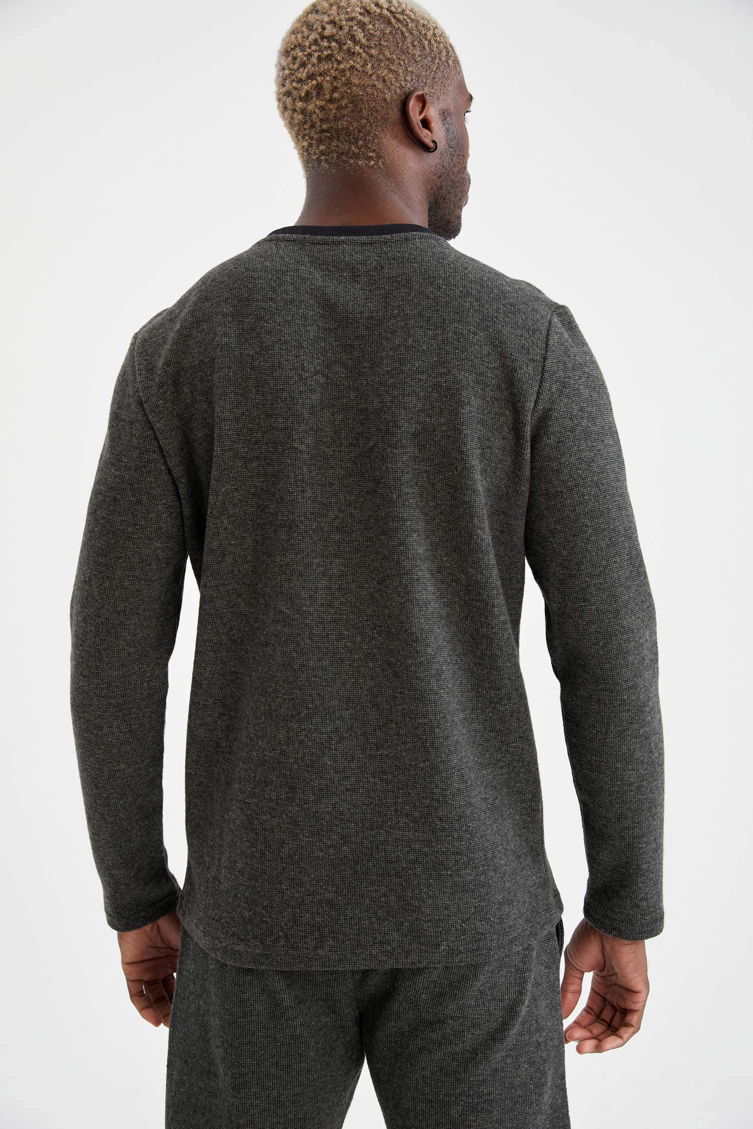 Slim Fit Bisiklet Yaka Uzun Kollu Basic Tişört
