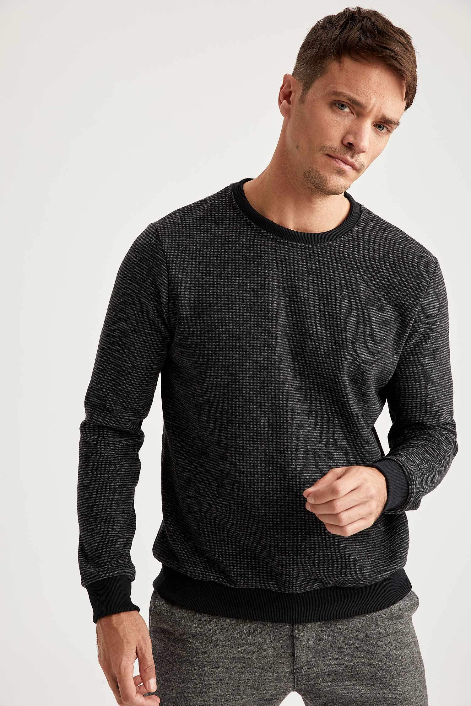 Desenli Regular Fit Bisiklet Yaka Sweatshirt