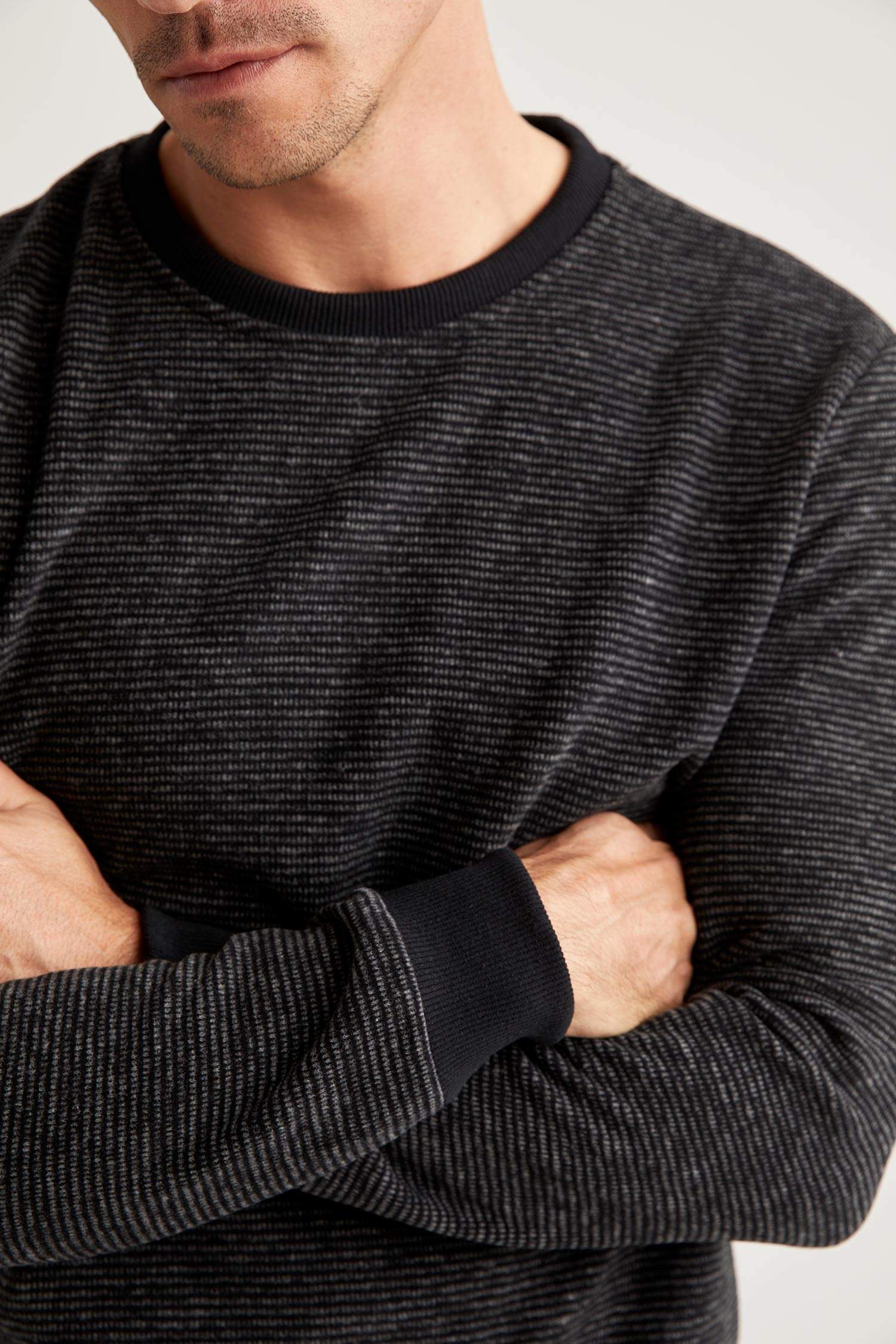 Desenli Regular Fit Bisiklet Yaka Sweatshirt