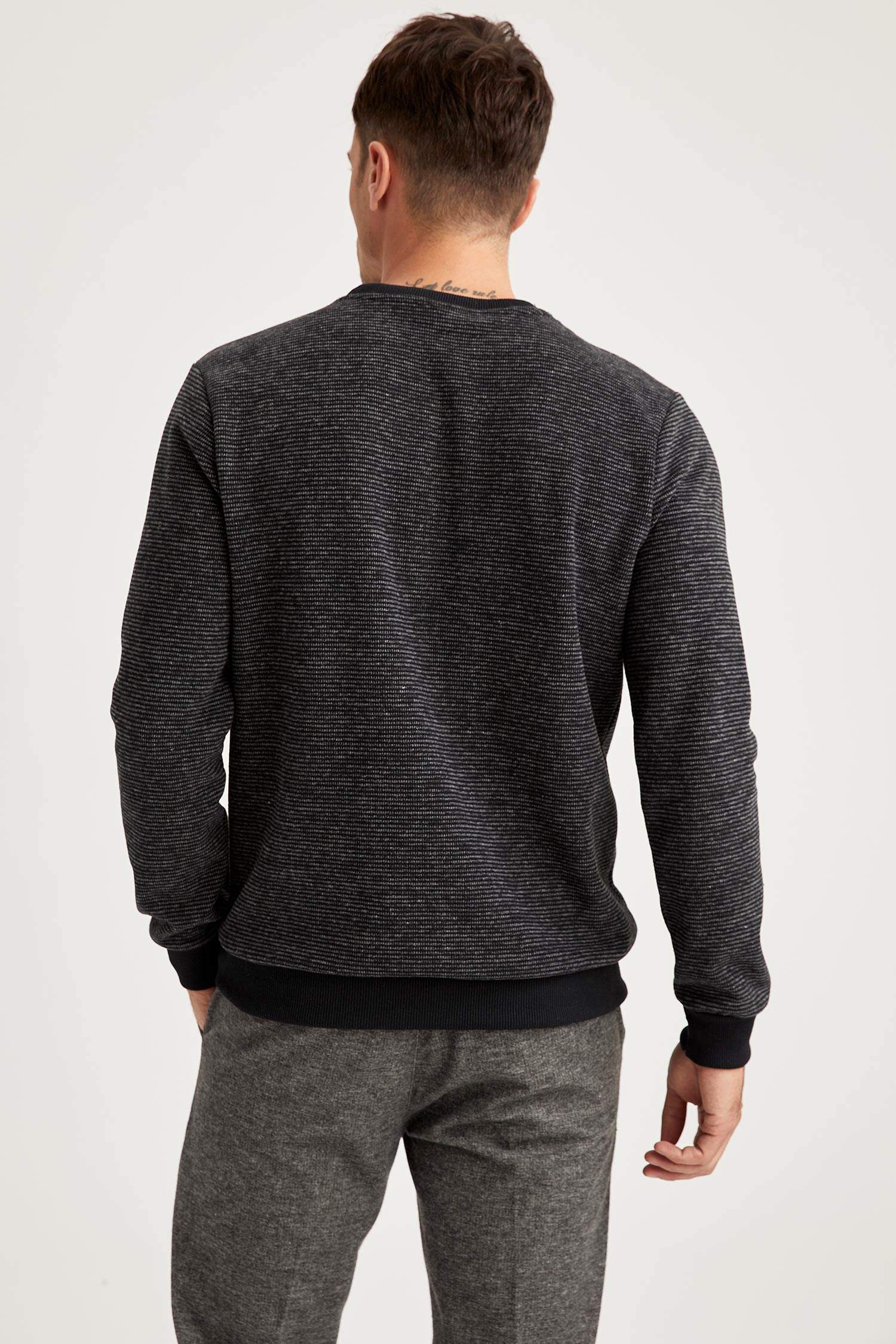 Desenli Regular Fit Bisiklet Yaka Sweatshirt