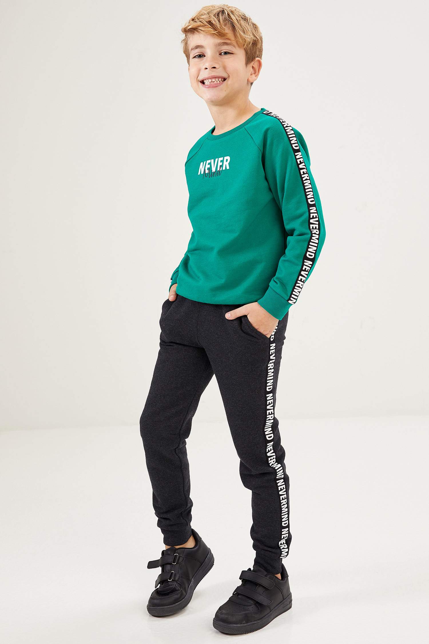 Erkek Çocuk Baskılı Sweatshirt ve Jogger Eşofman Takım