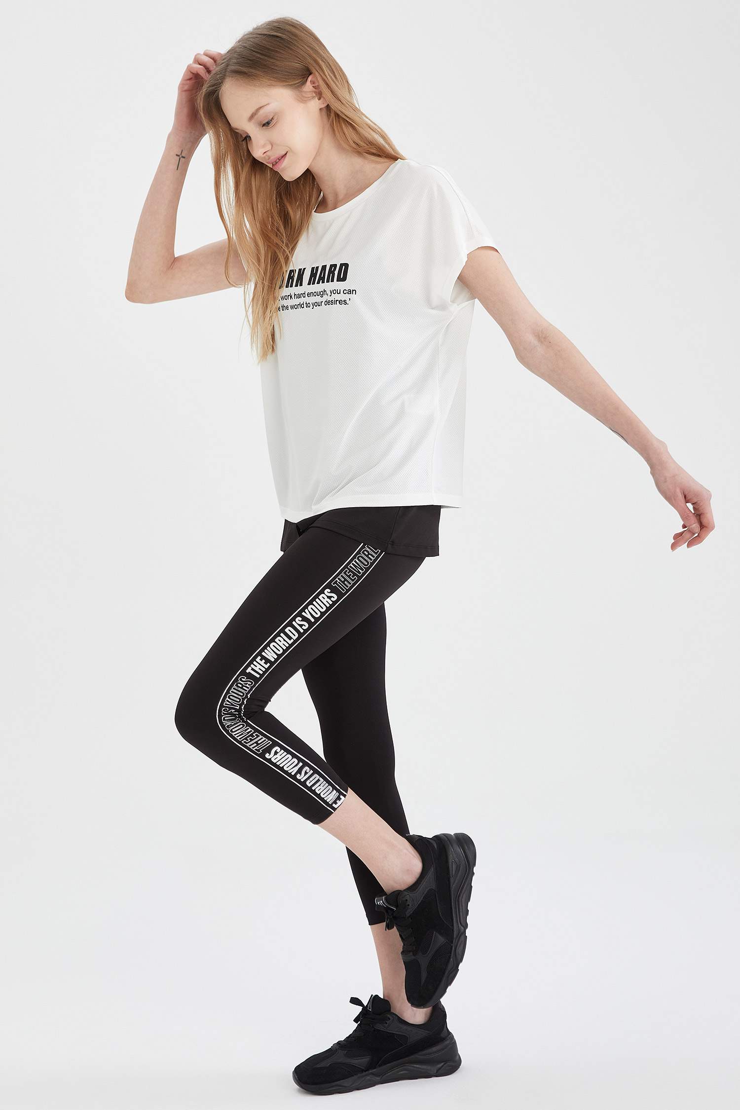 Slim Fit Şerit Detaylı Tayt