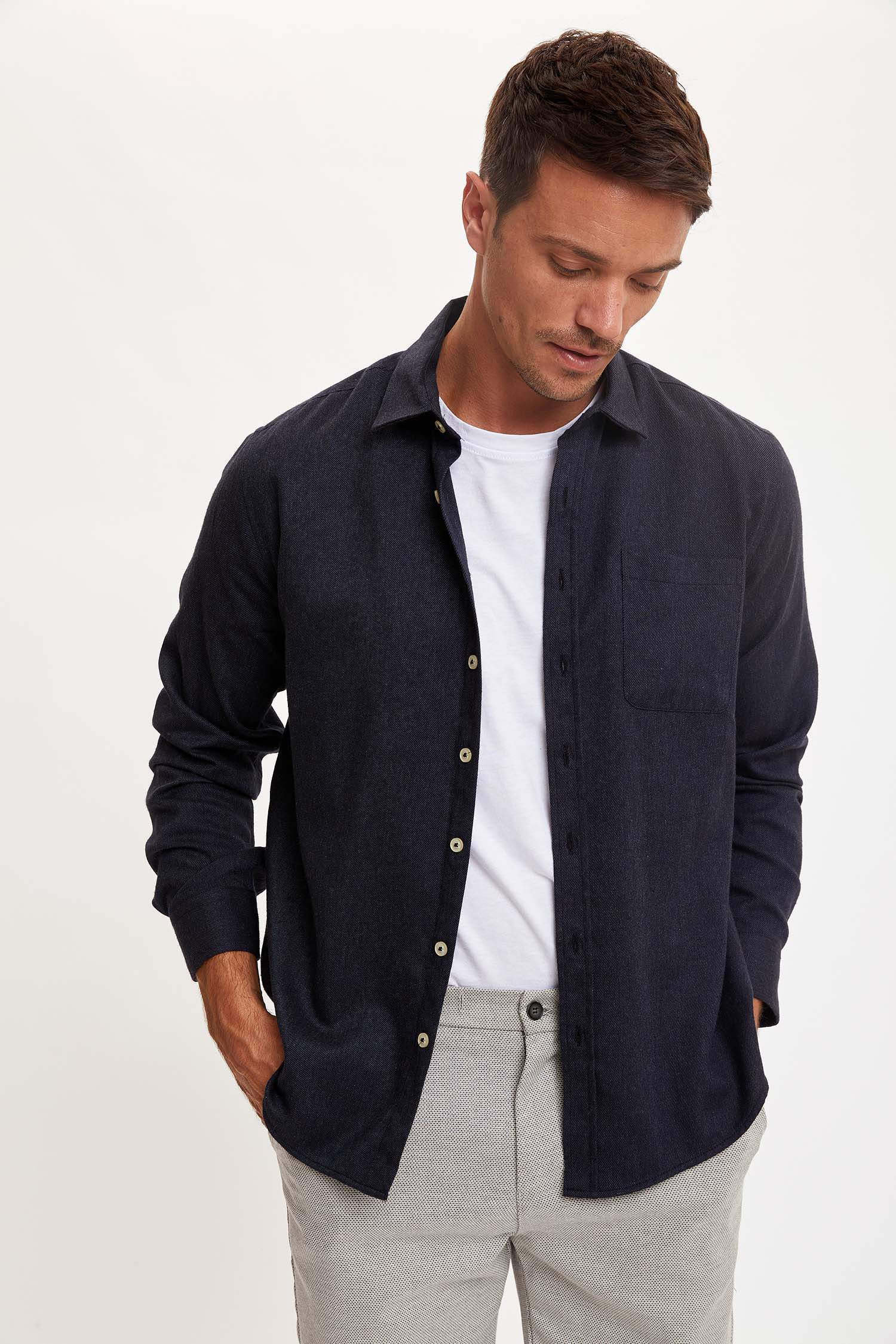 Modern Fit Uzun Kollu Basic Gömlek