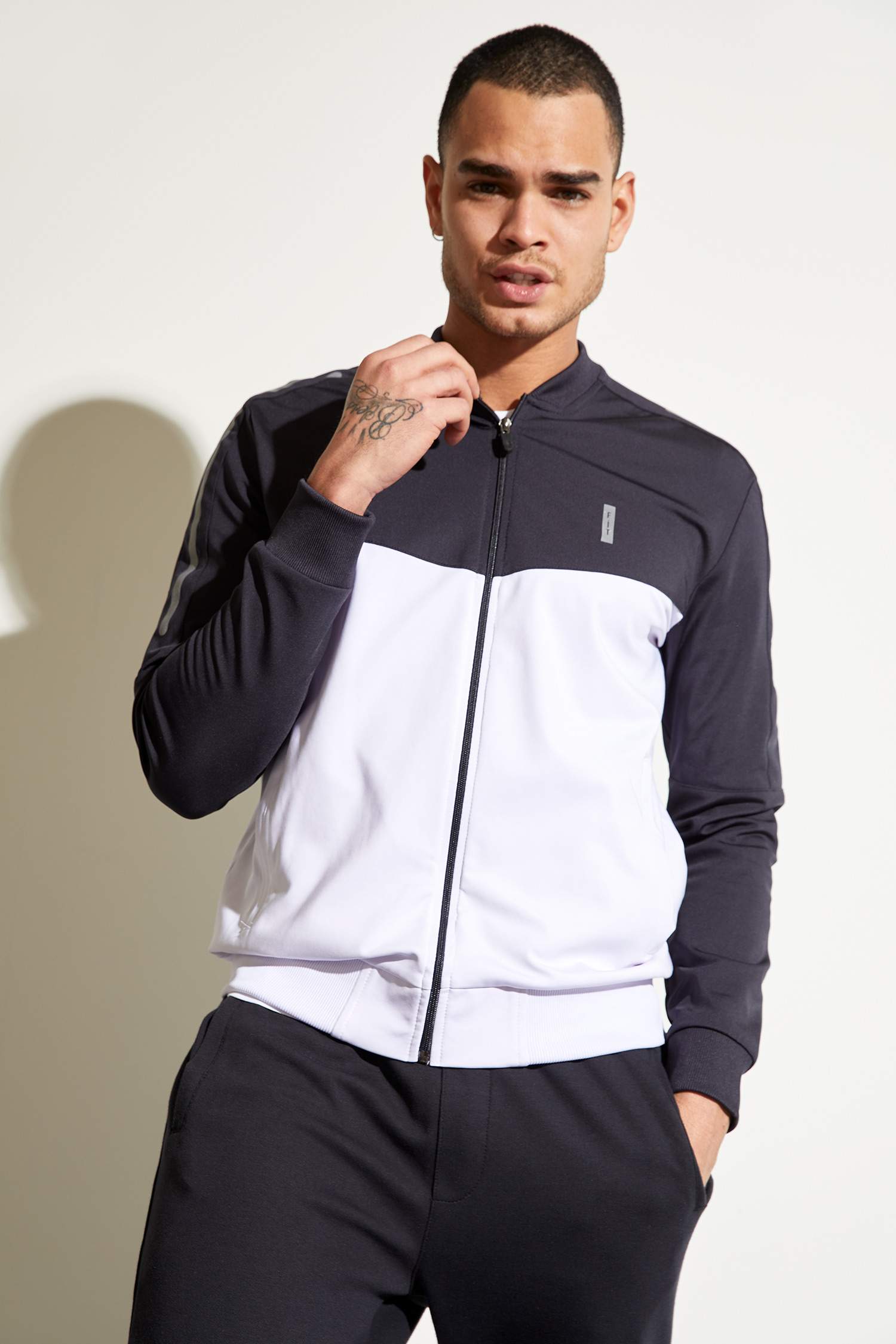 Slim Fit Bomber Kolej Yaka Fermuarlı Uzun Kollu Sweatshirt
