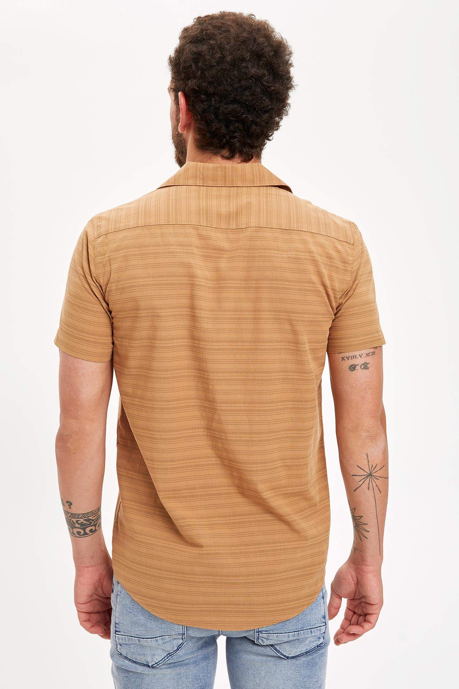 Çizgili Slim Fit Kısa Kollu Gömlek