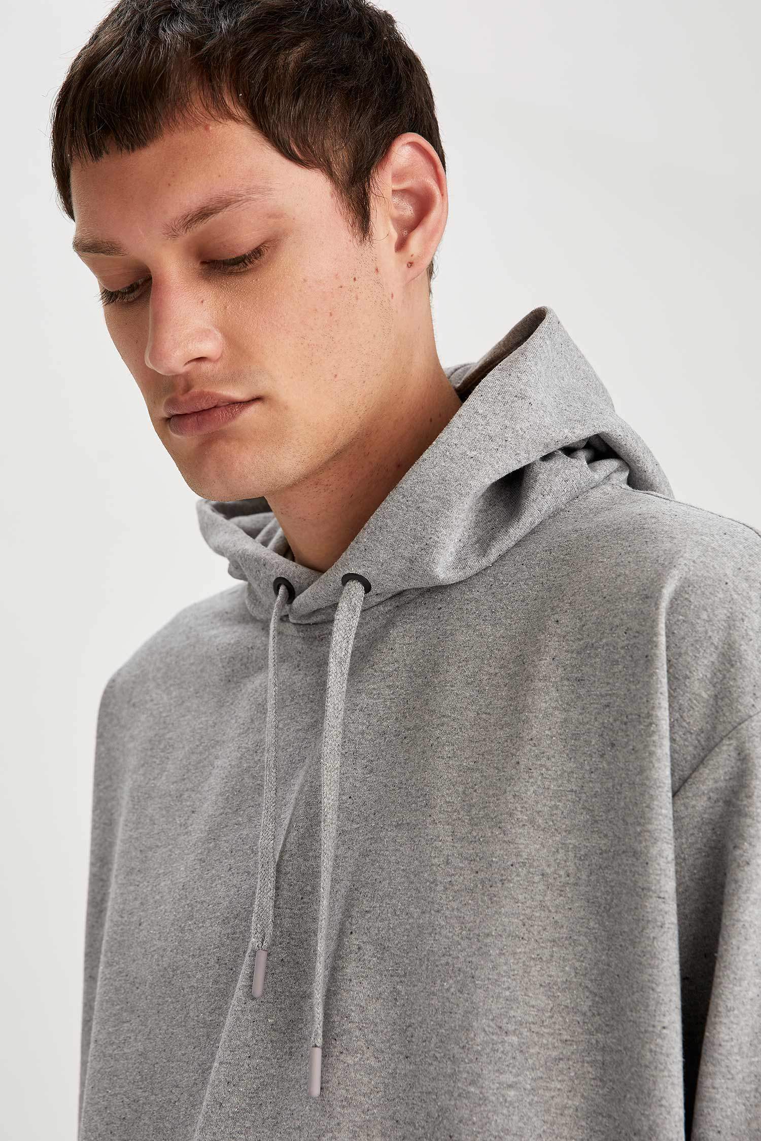 Oversize Fit Kapüşonlu Basic Sweatshirt
