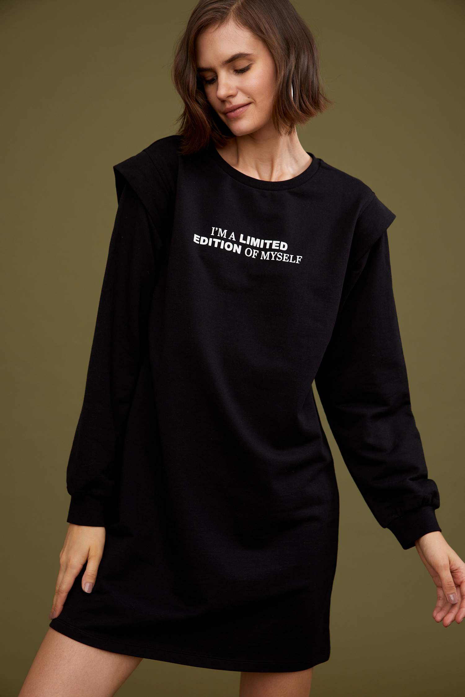 Slogan Baskılı Tunik Sweatshirt
