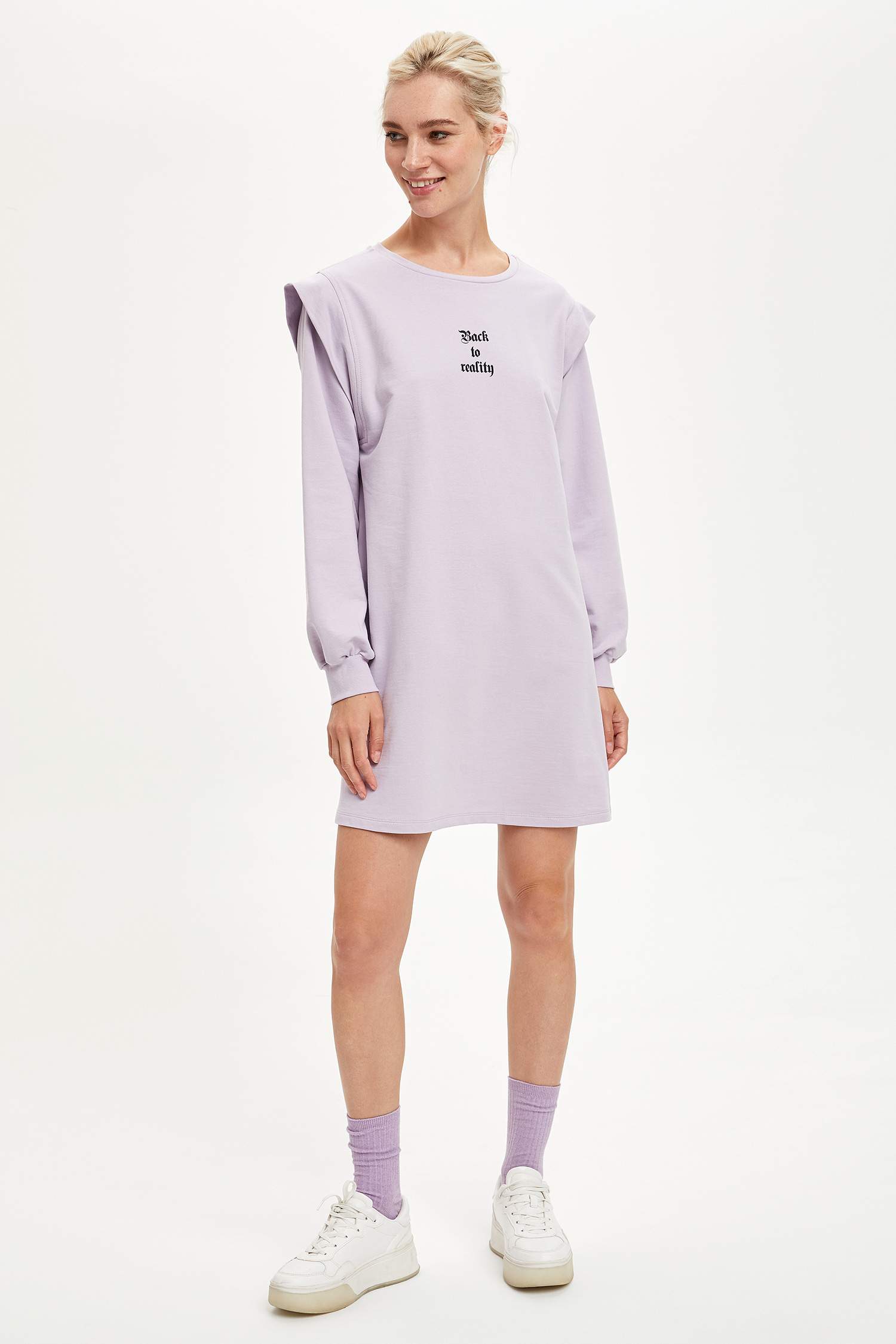 Slogan Baskılı Tunik Sweatshirt