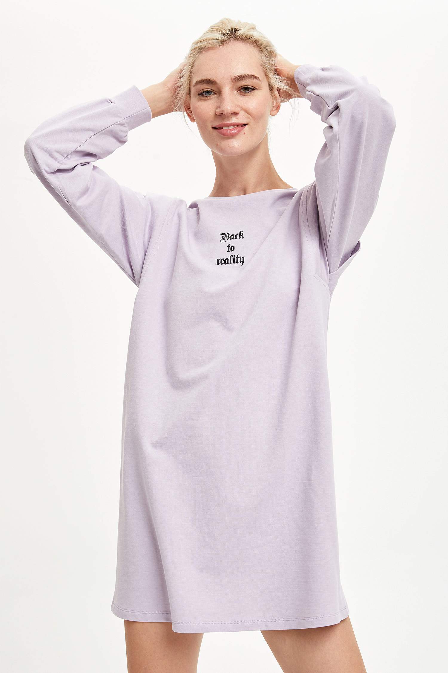 Slogan Baskılı Tunik Sweatshirt