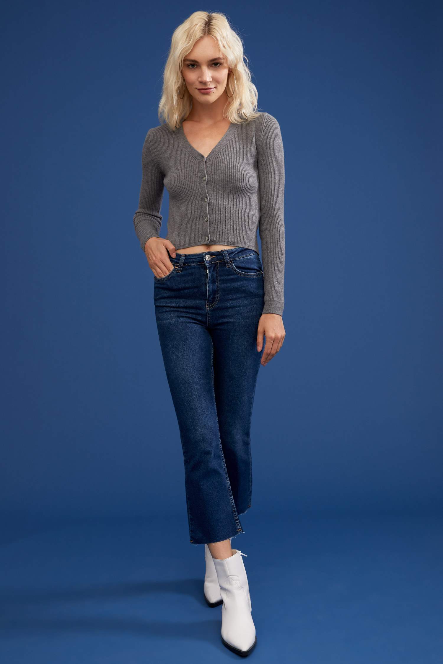 Crop Flare Fit Jean Pantolon