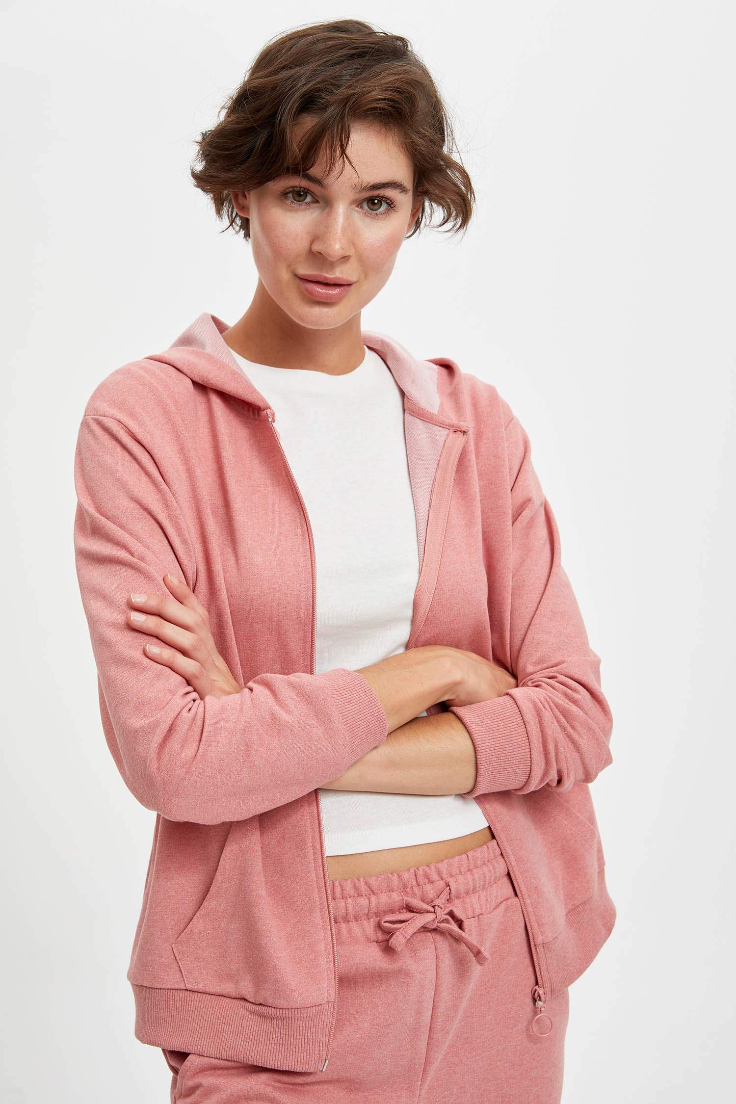 Kapüşonlu Kanguru Cepli Relax Fit Sweat Hırka