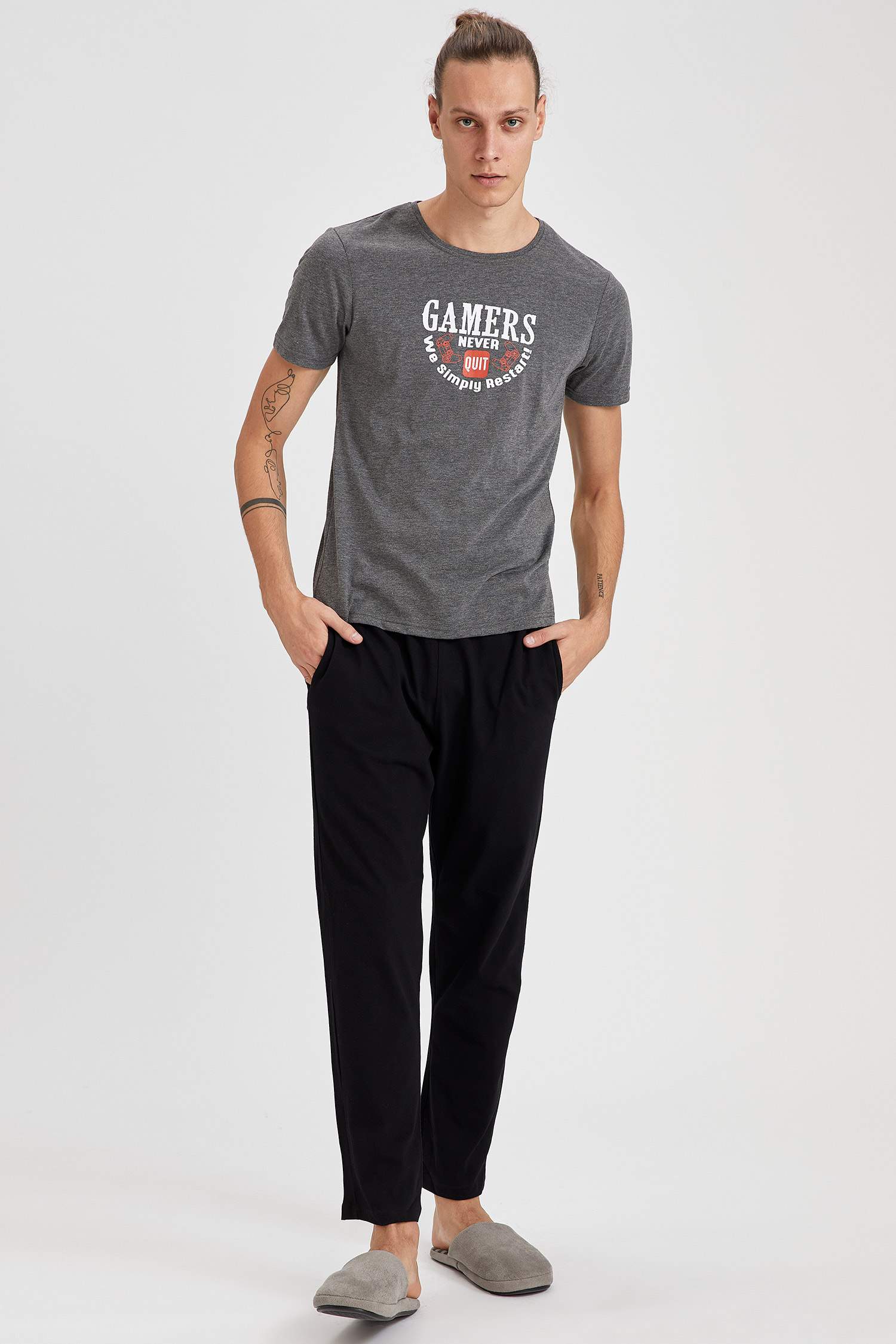Defacto Fit Slim Fit Bisiklet Yaka 2'li Örme Takım