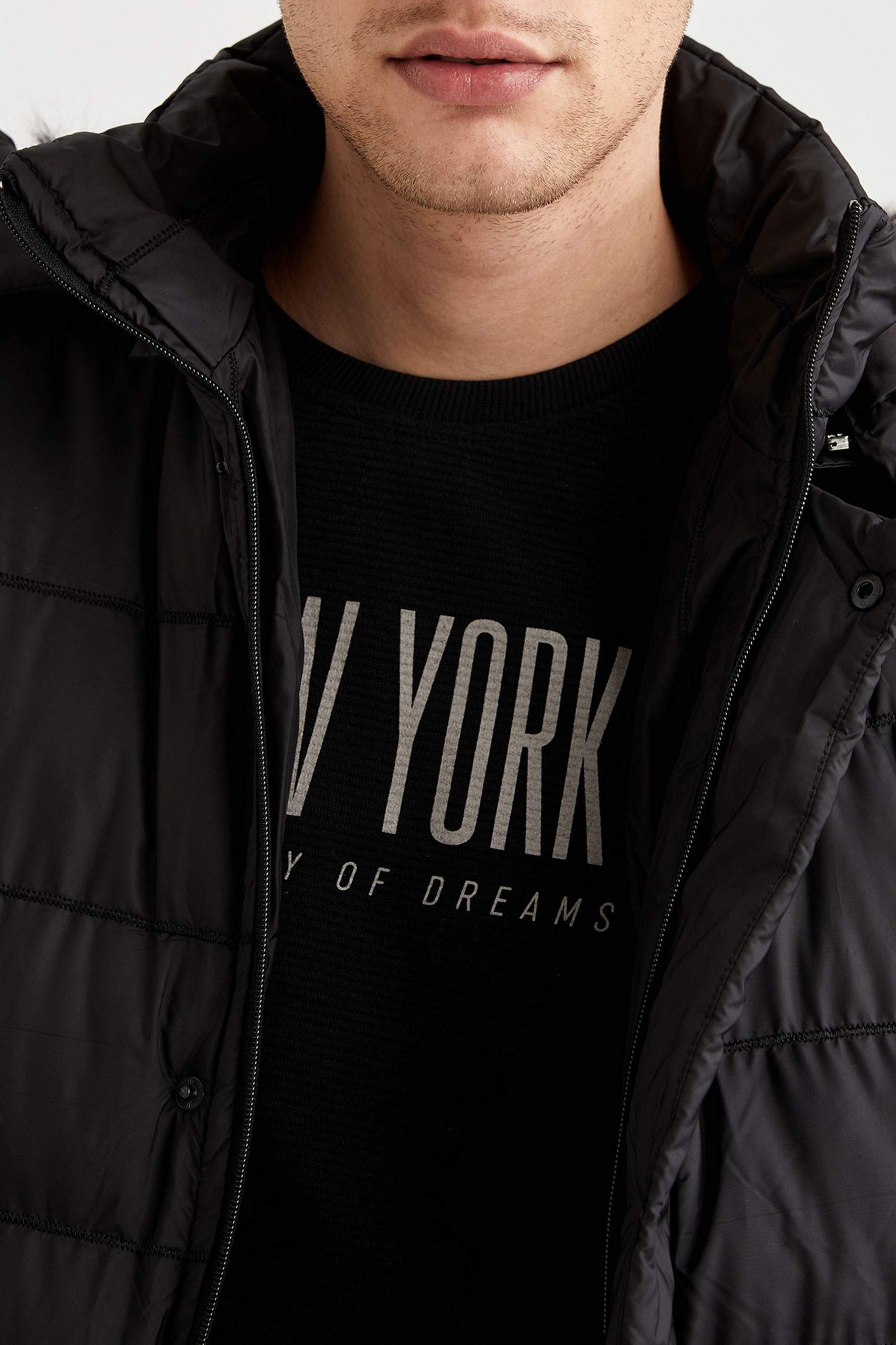 Kapüşonlu Slim Fit Şişme Kalın Mont