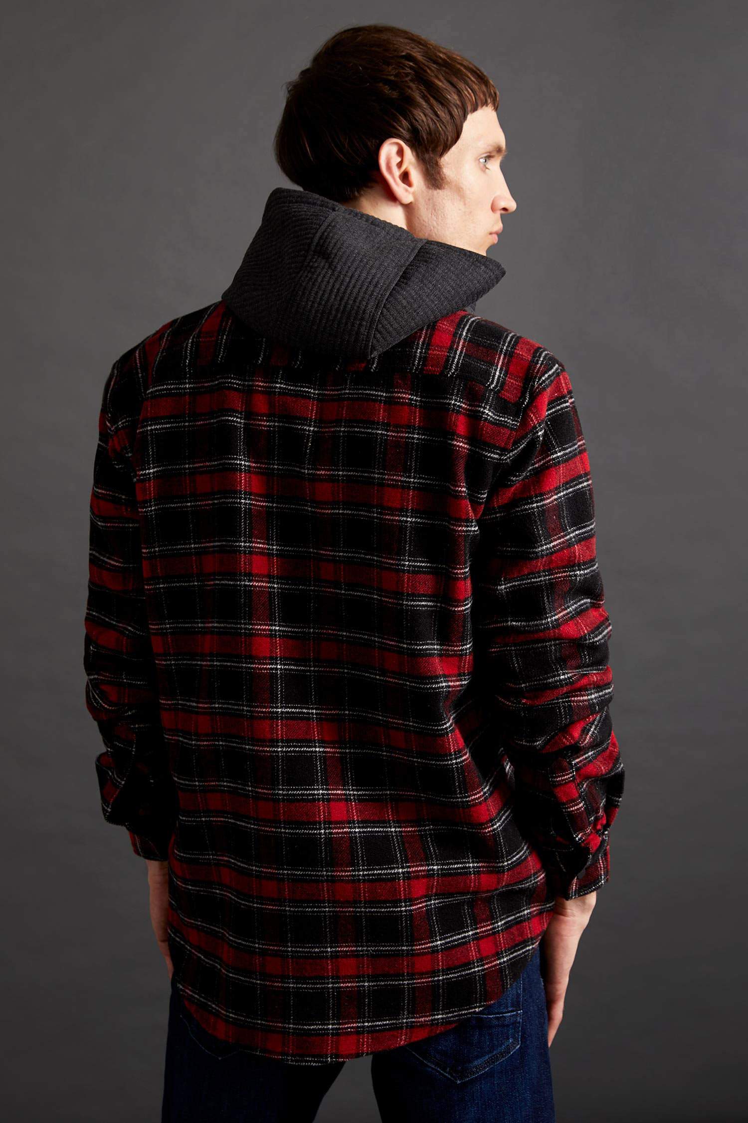Modern Fit Ekose Desenli Fermuarlı Oduncu Gömlek Ceket