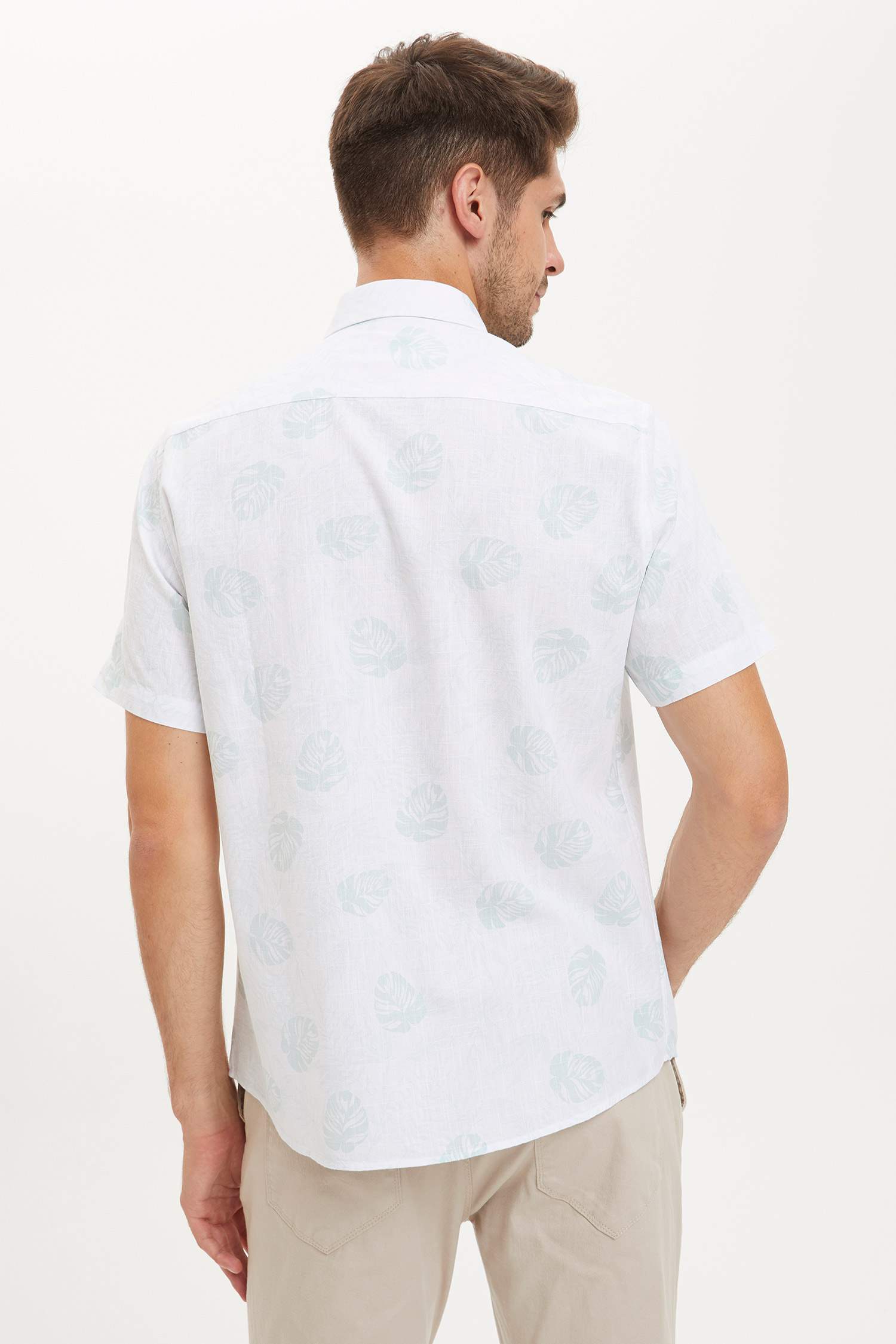 Çiçek Desenli Modern Fit Pamuklu Gömlek