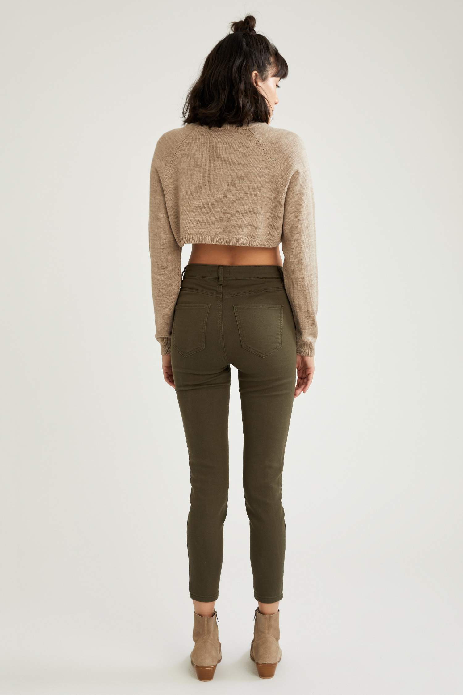 Yüksek Bel Pantolon Görünümlü Skinny Fit Tayt