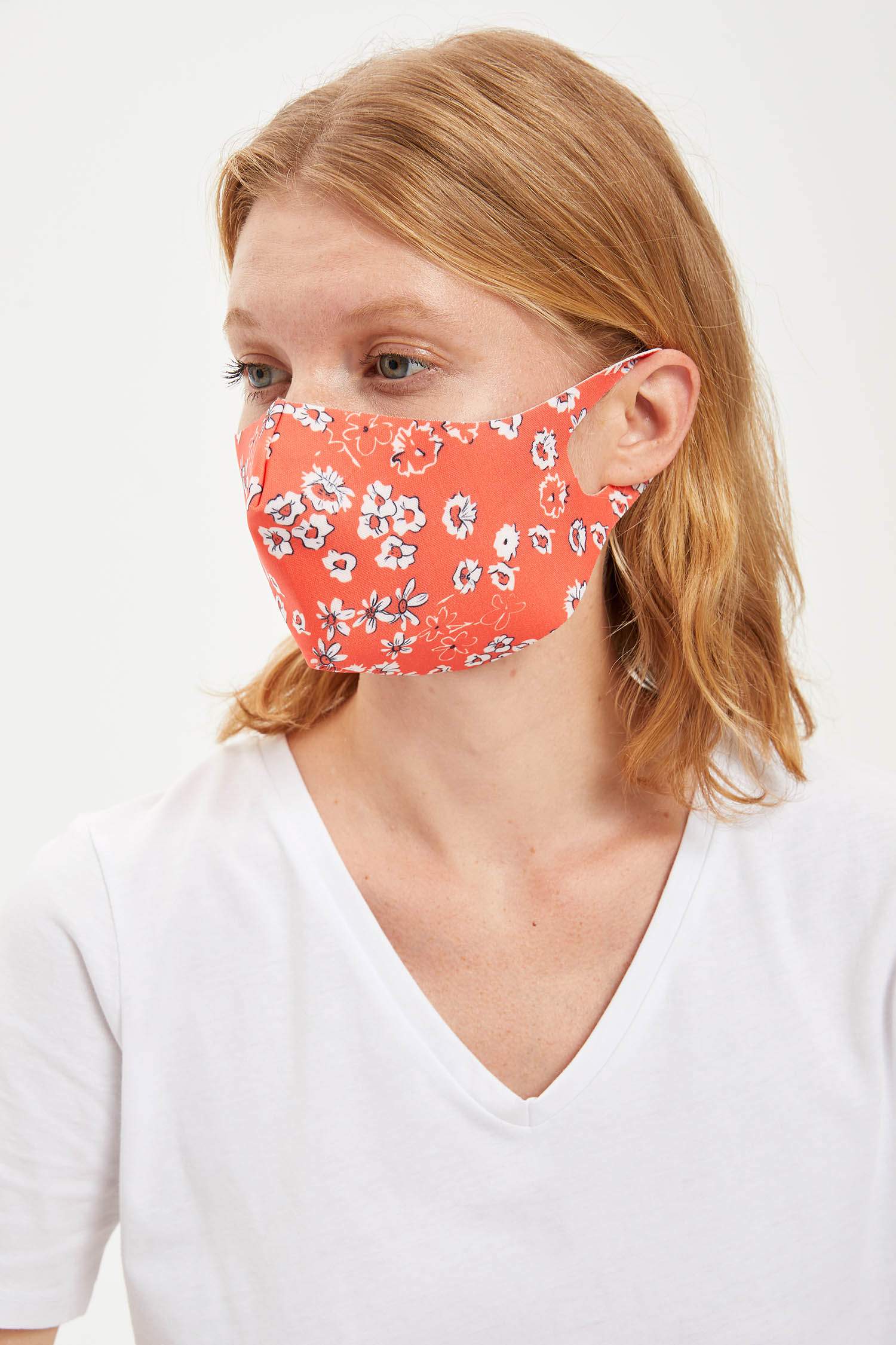 Çiçek Desenli Yıkanabilir Maske