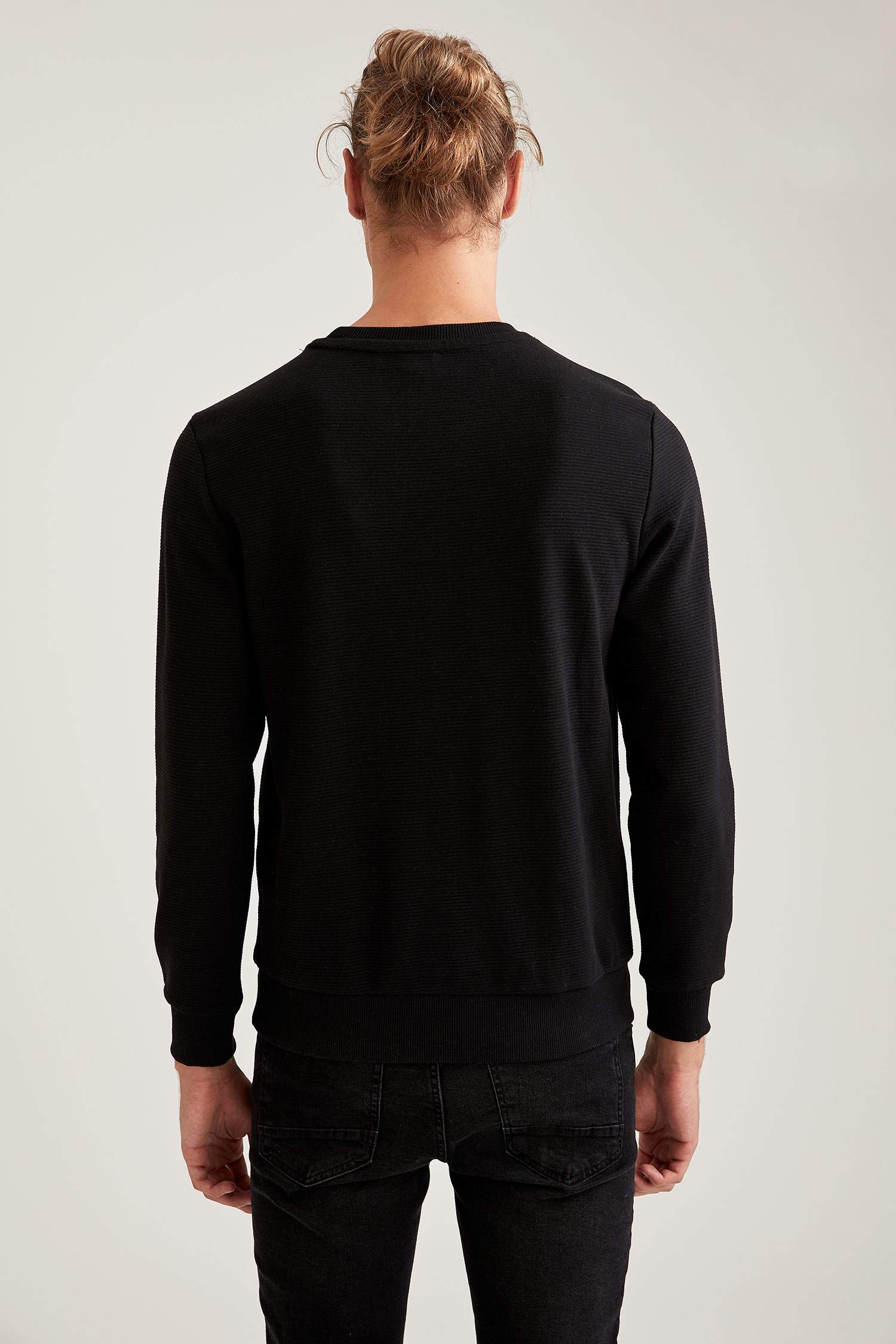 Yılbaşı Baskılı Bisiklet Yaka Slim Fit Sweatshirt