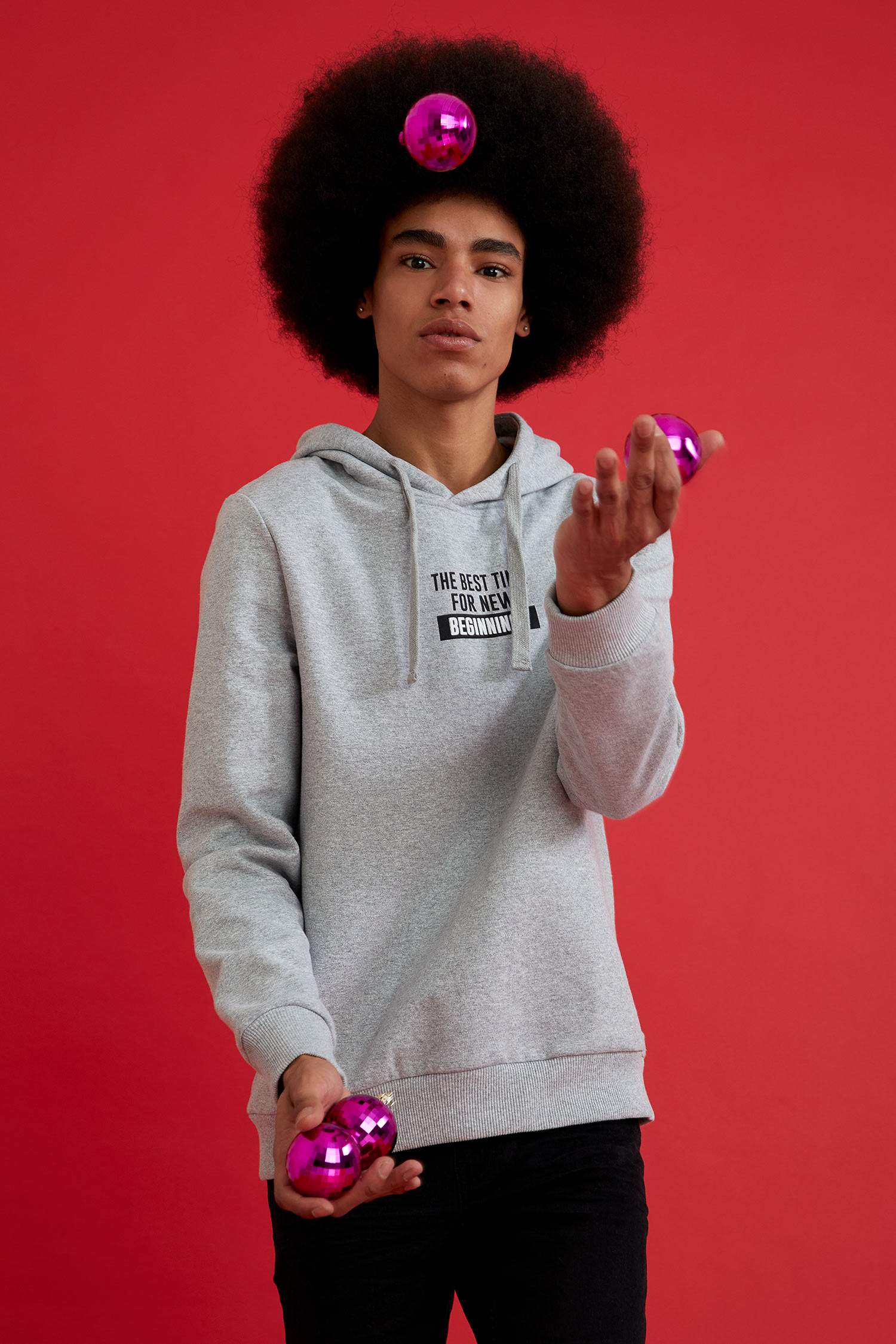 Slim Fit Uzun Kollu İçi Yumuşak Tüylü Sweatshirt