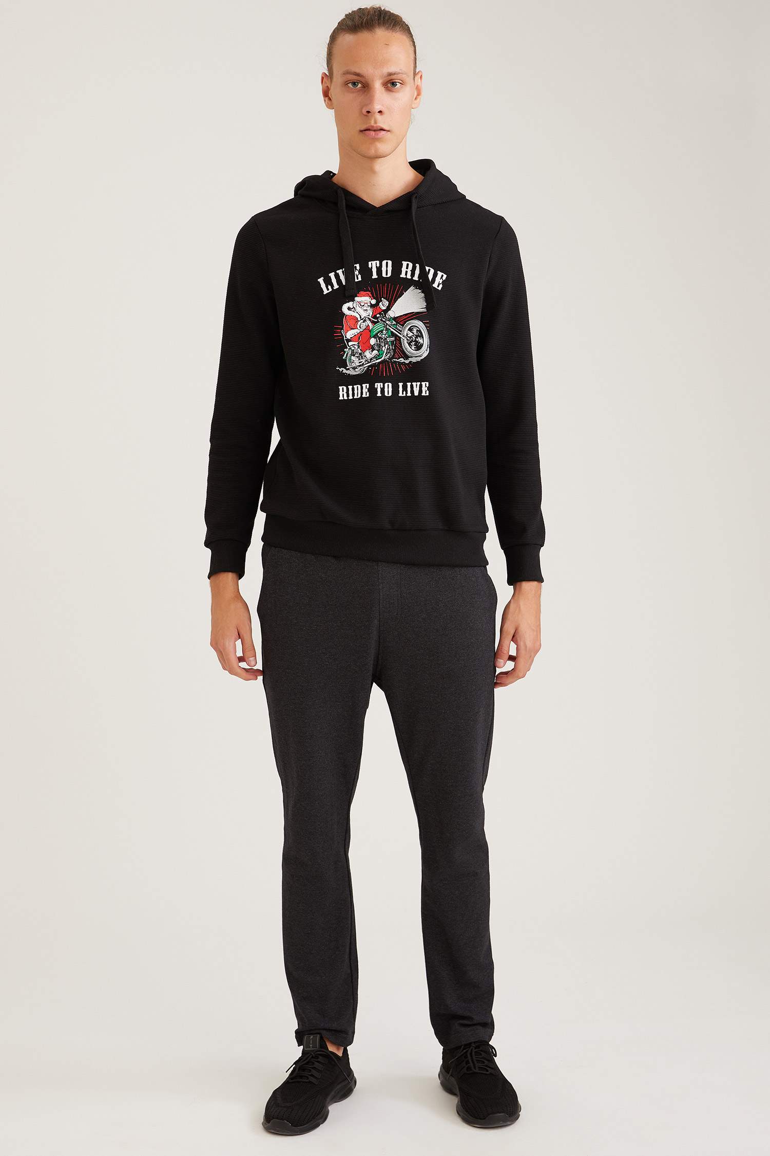 Slim Fit Uzun Kollu İçi Yumuşak Tüylü Sweatshirt