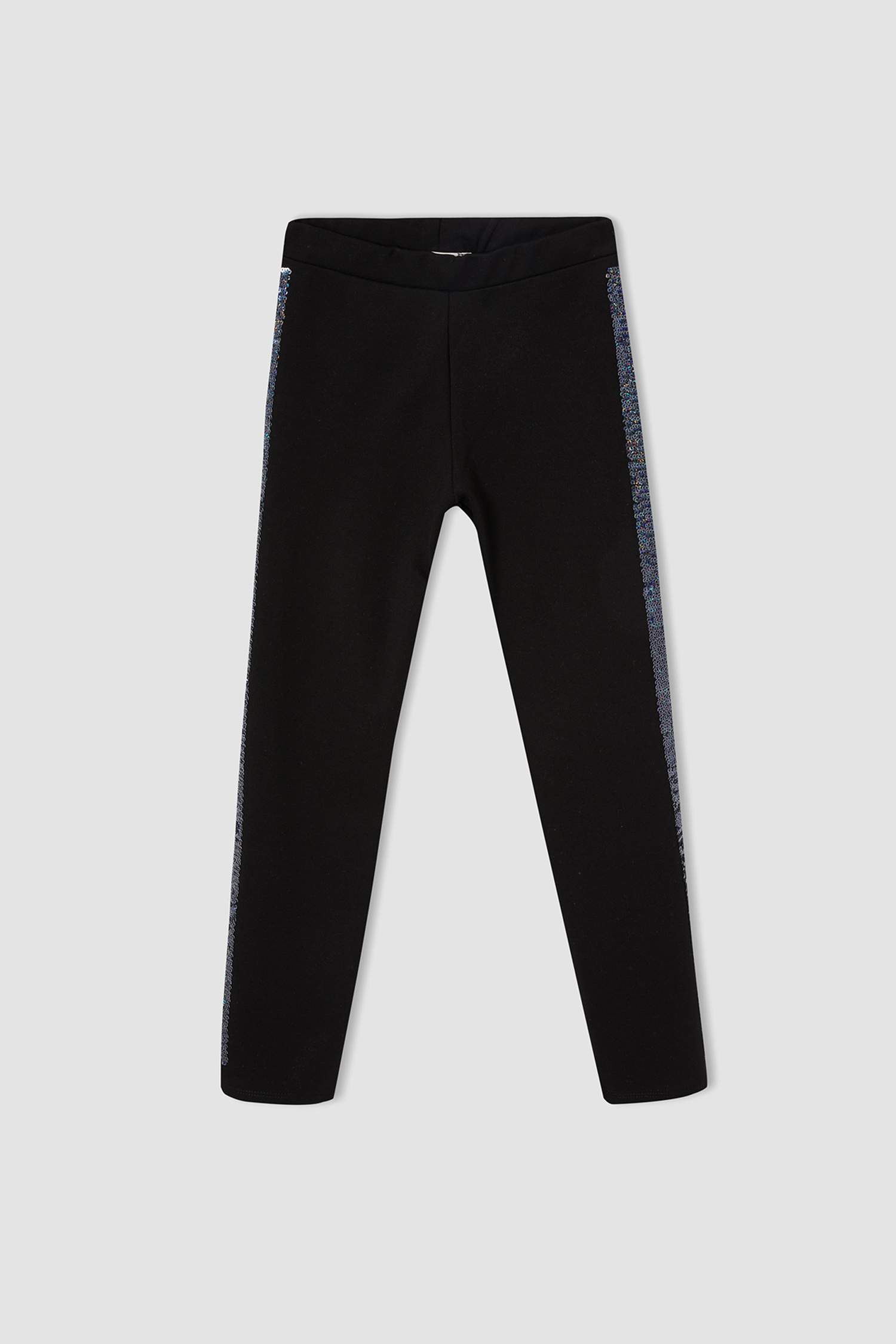 Kız Çocuk Slim Fit Yılbaşı Temalı Payet Şerit Detaylı Uzun Tayt