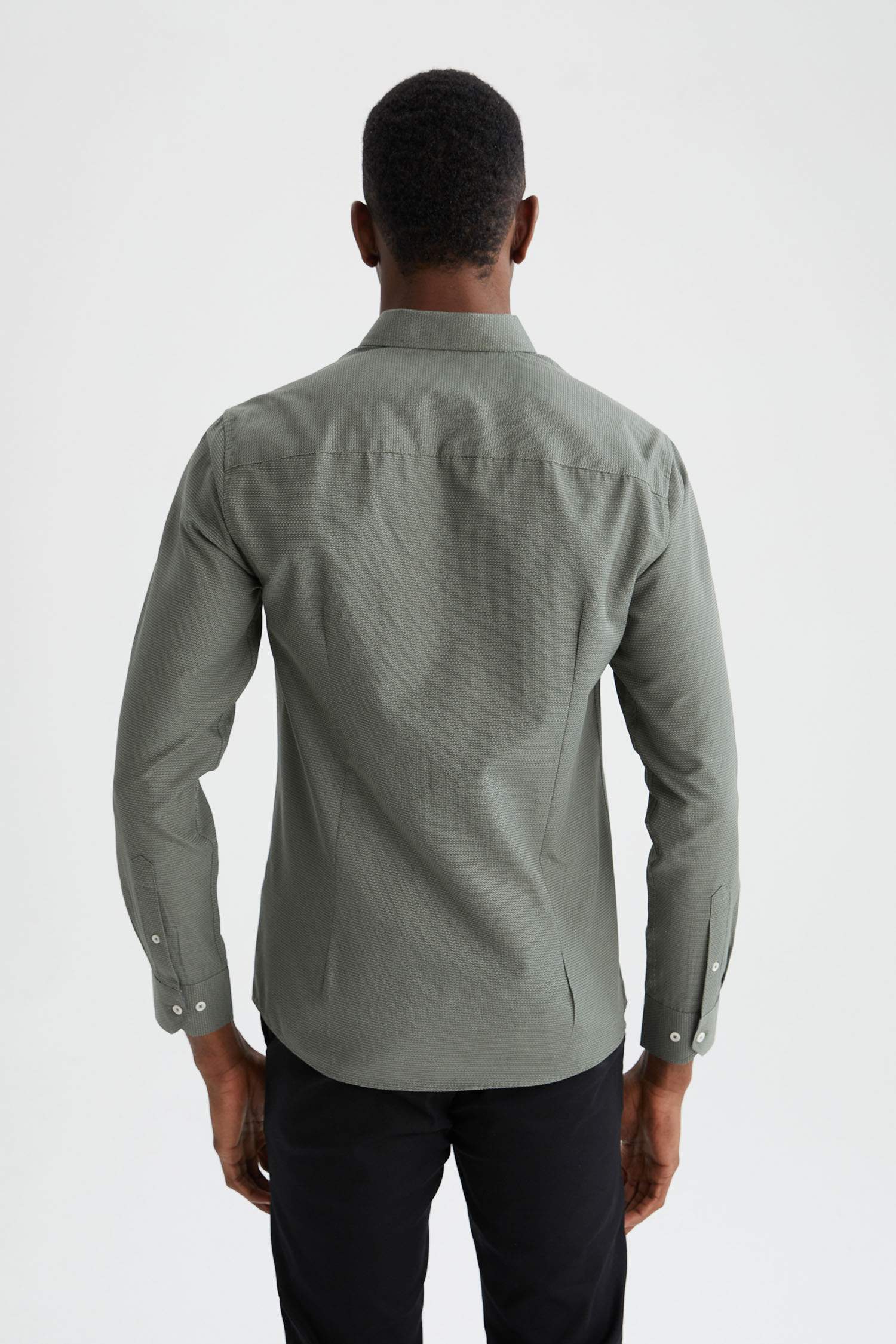 Slim Fit Polo Yaka Uzun Kollu Gömlek