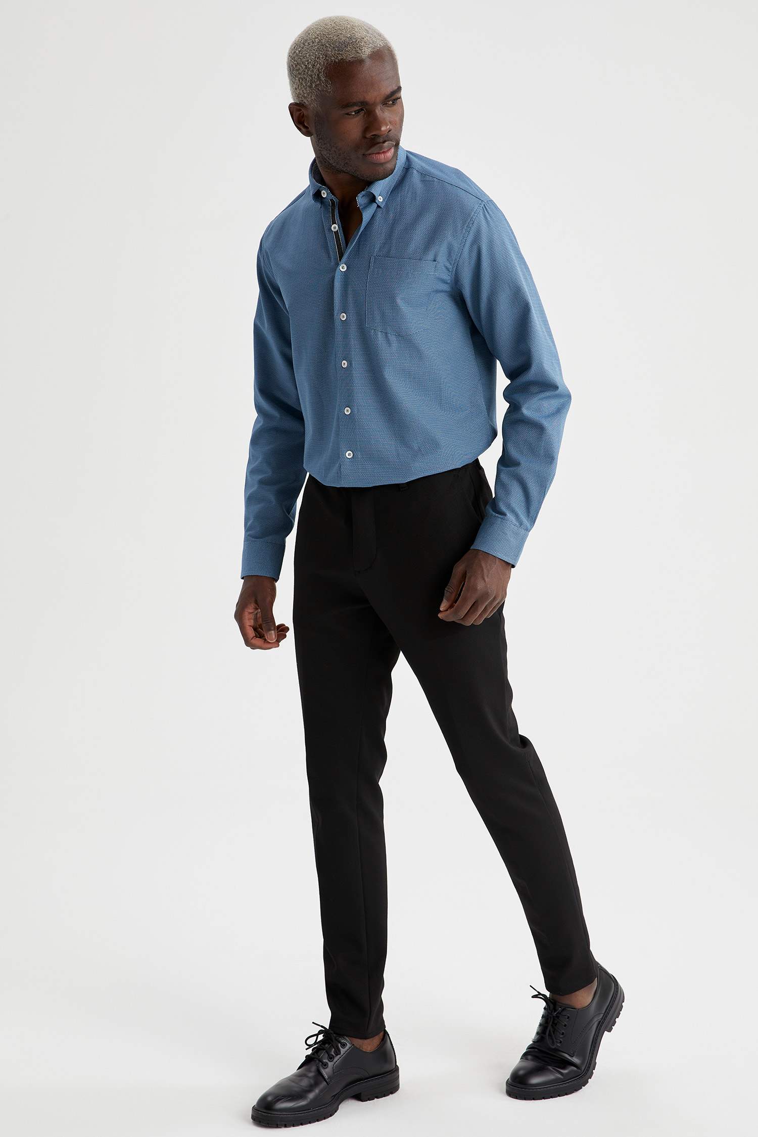 Slim Fit Desenli Klasik Uzun Kollu Gömlek