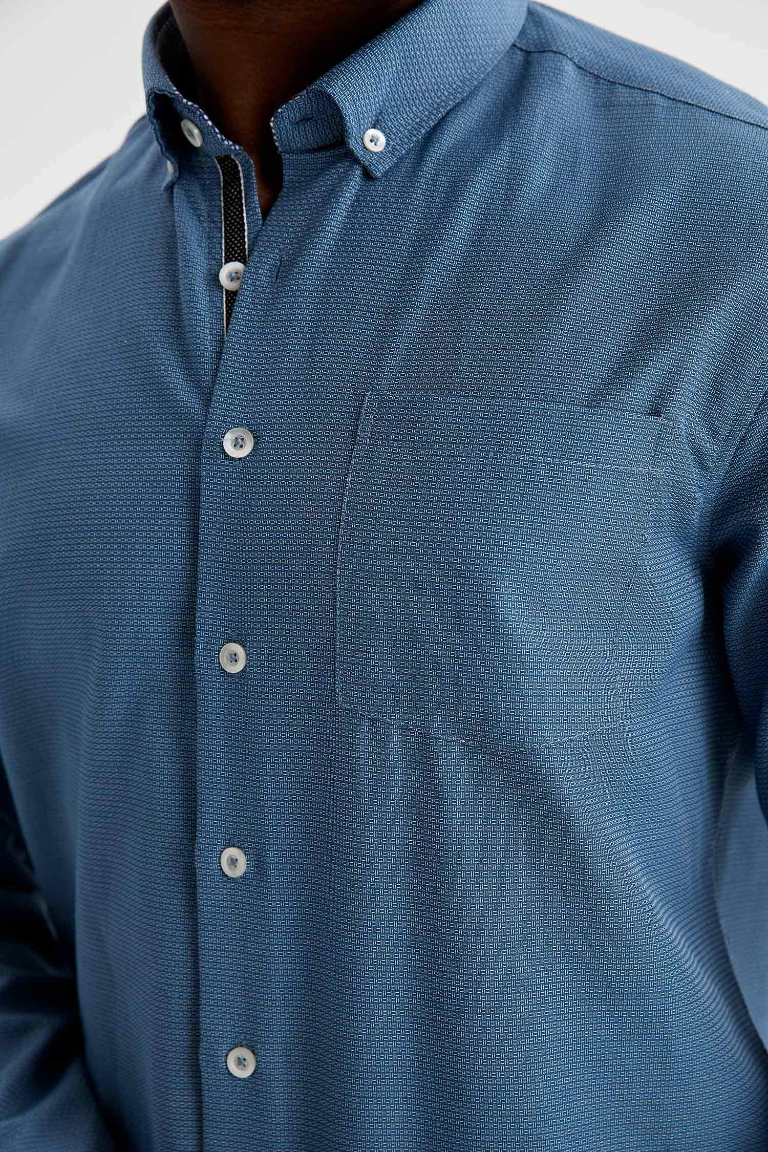Slim Fit Desenli Klasik Uzun Kollu Gömlek