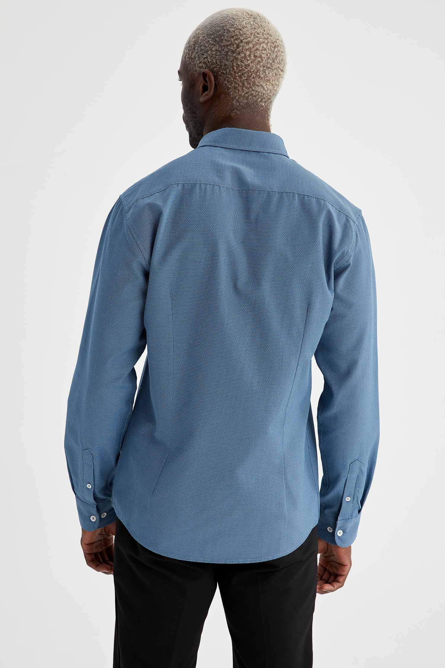 Slim Fit Desenli Klasik Uzun Kollu Gömlek