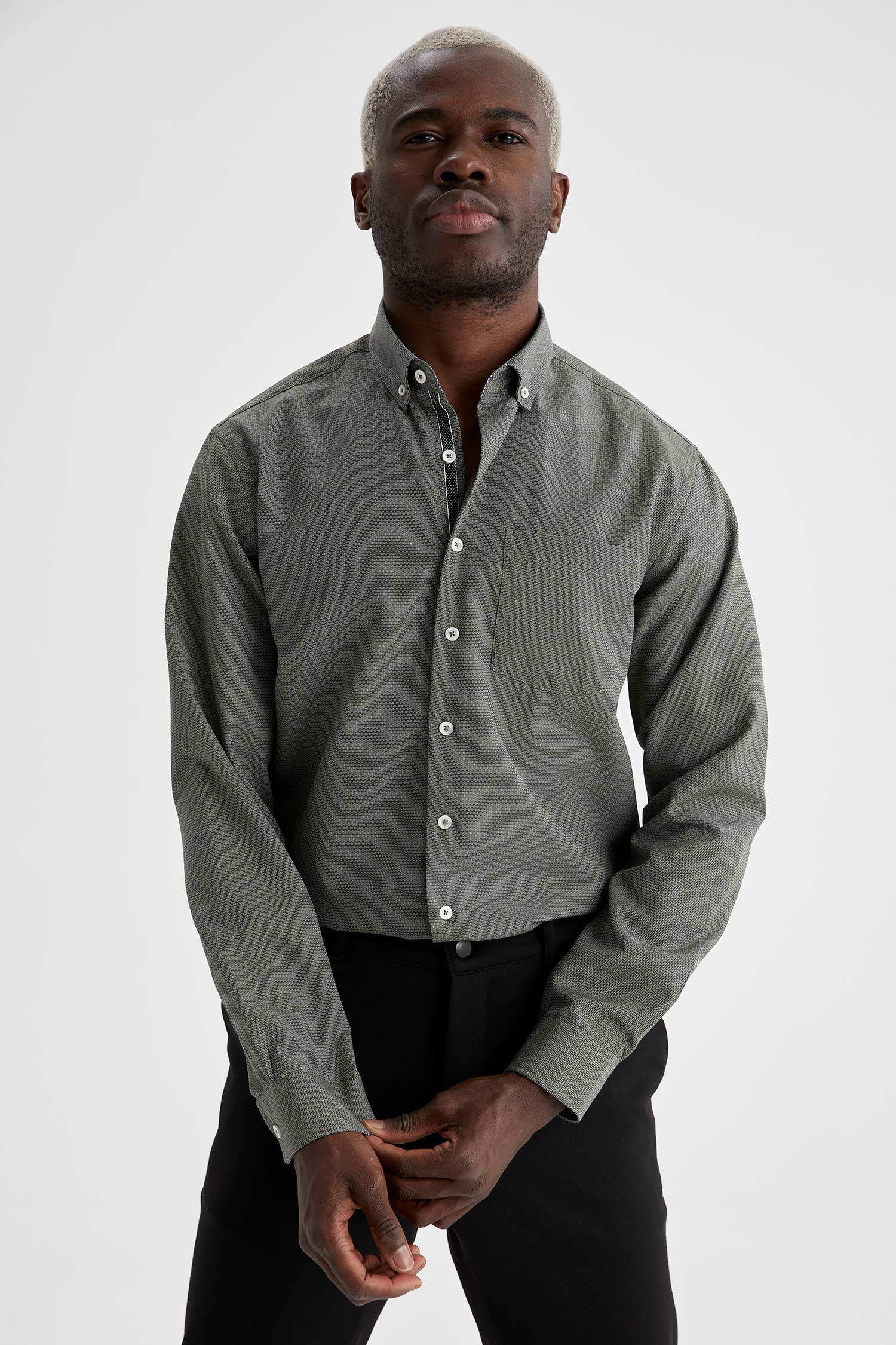 Slim Fit Desenli Klasik Uzun Kollu Gömlek