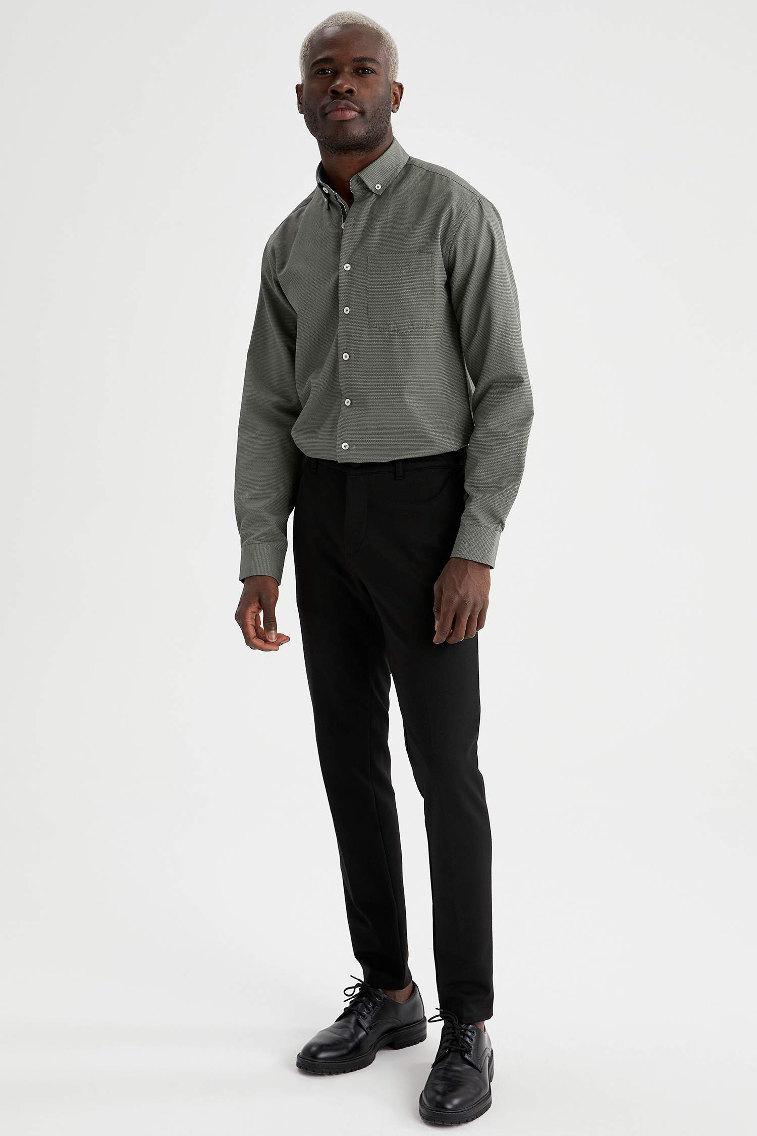 Slim Fit Desenli Klasik Uzun Kollu Gömlek