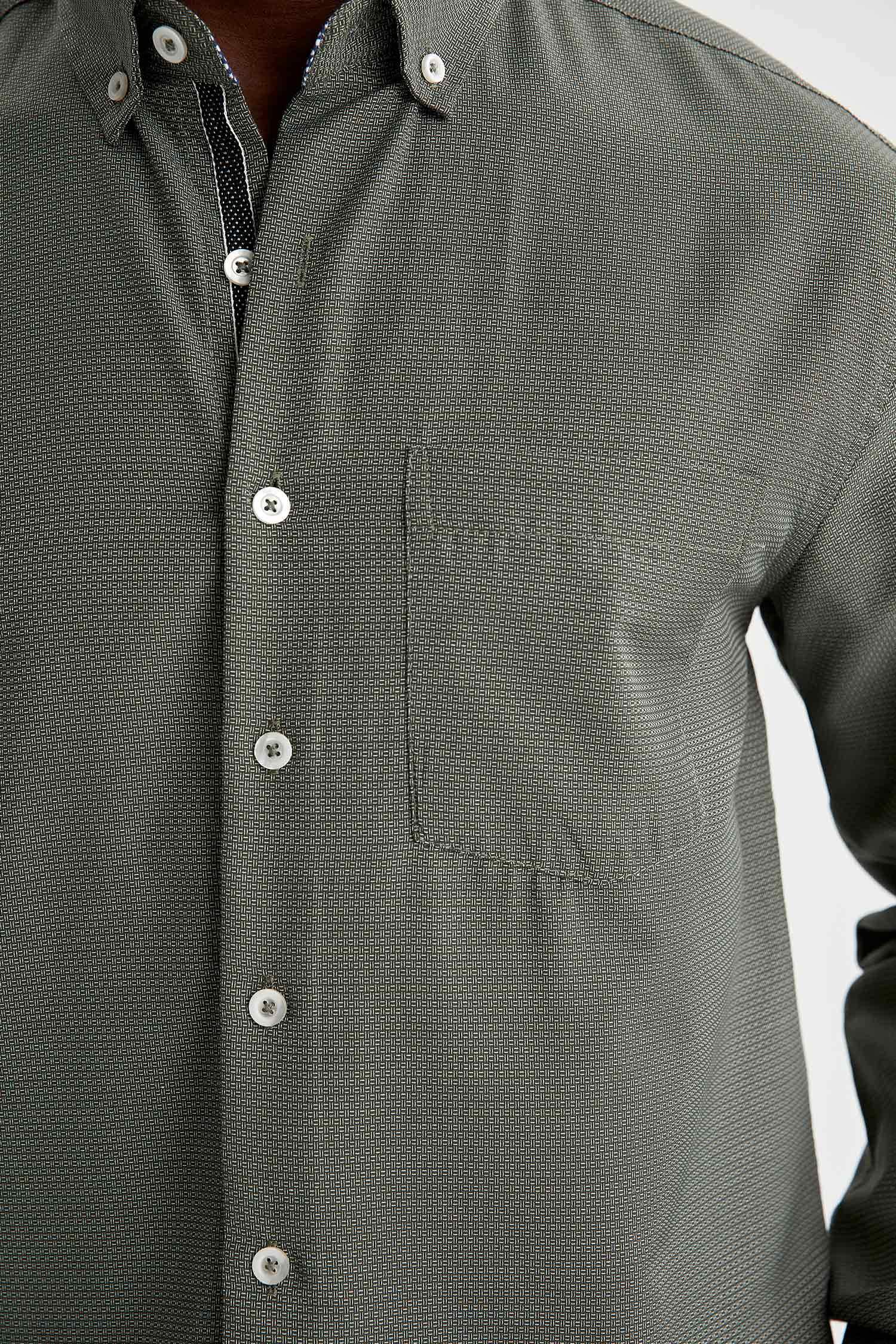 Slim Fit Desenli Klasik Uzun Kollu Gömlek