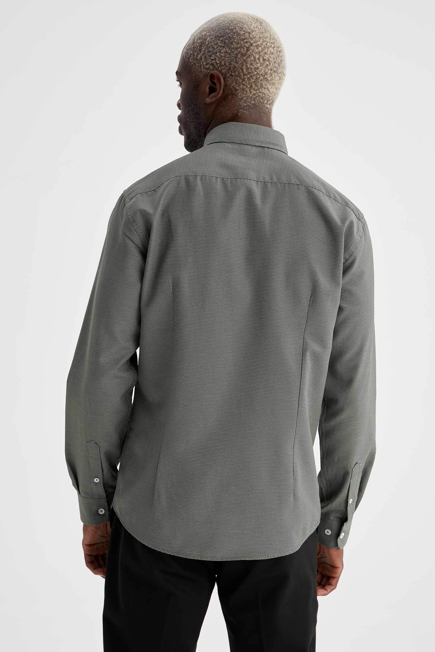 Slim Fit Desenli Klasik Uzun Kollu Gömlek