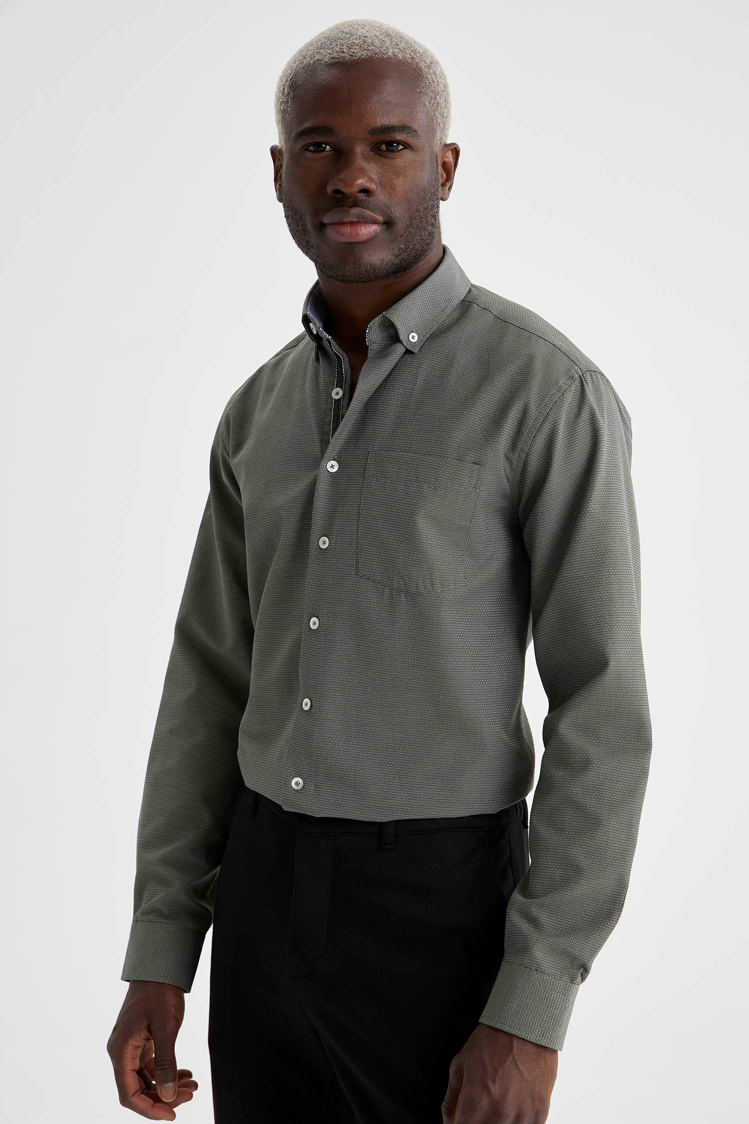 Slim Fit Desenli Klasik Uzun Kollu Gömlek