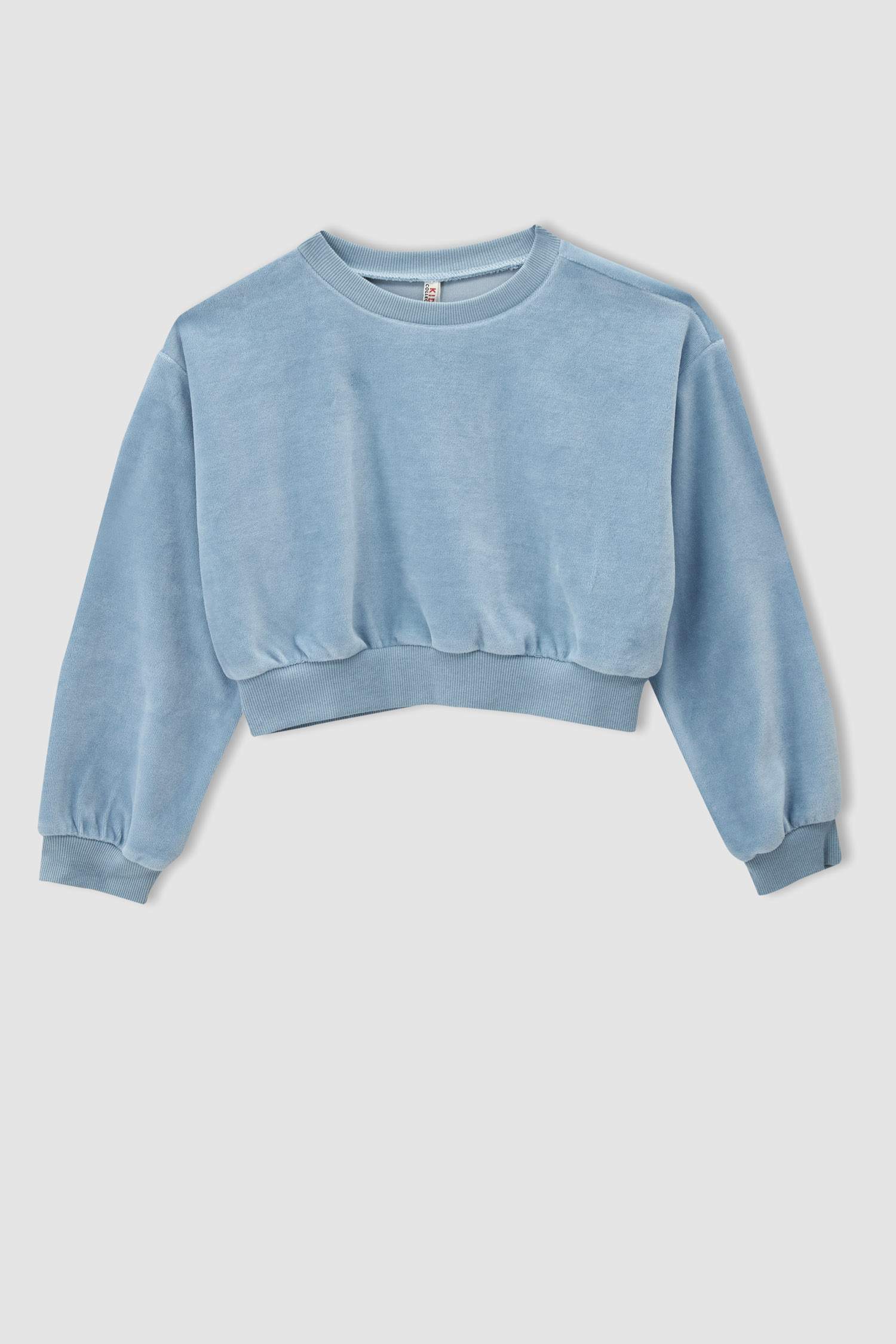 Kız Çocuk Relax Fit Crop Kadife Sweatshirt