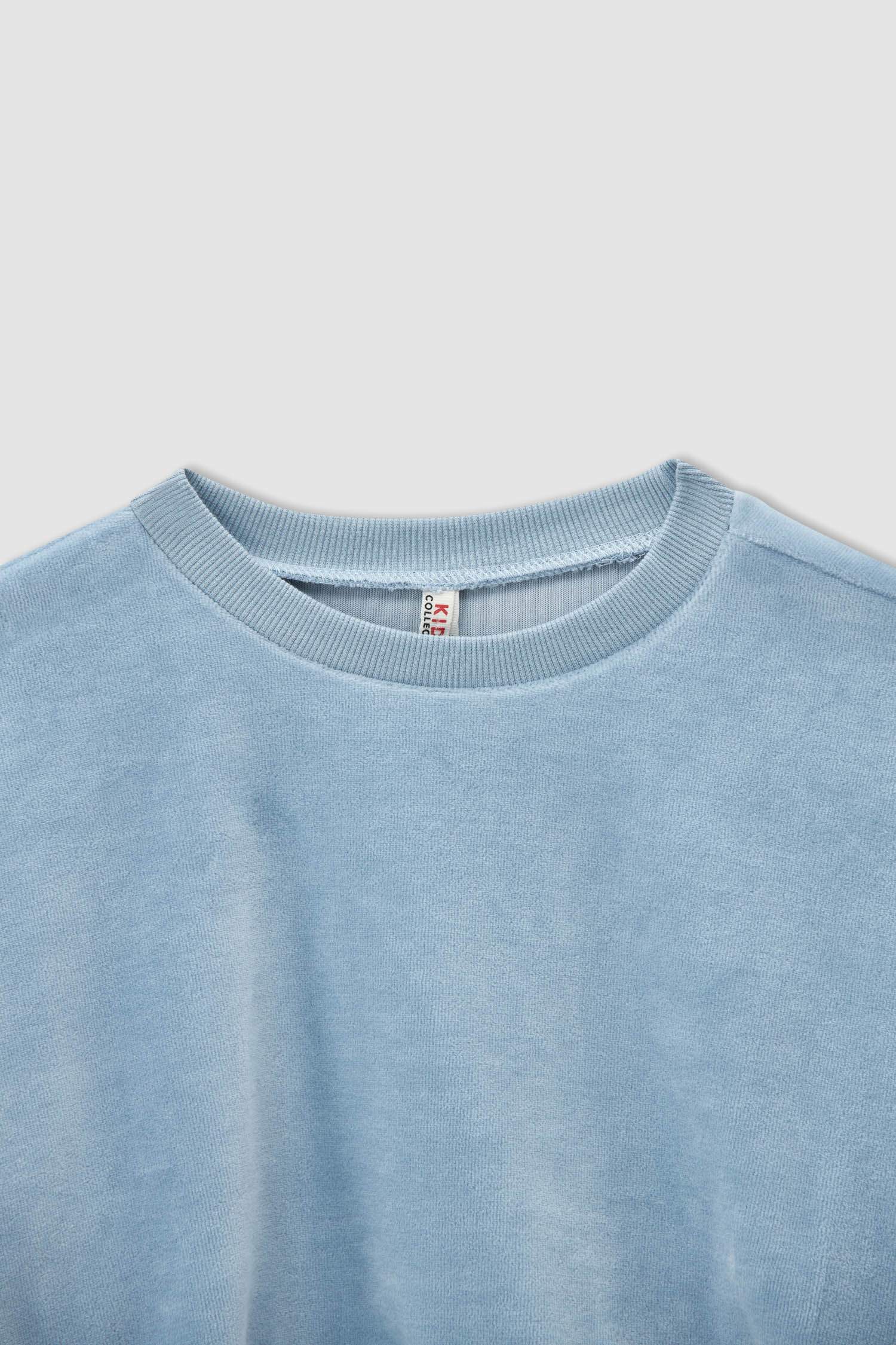 Kız Çocuk Relax Fit Crop Kadife Sweatshirt