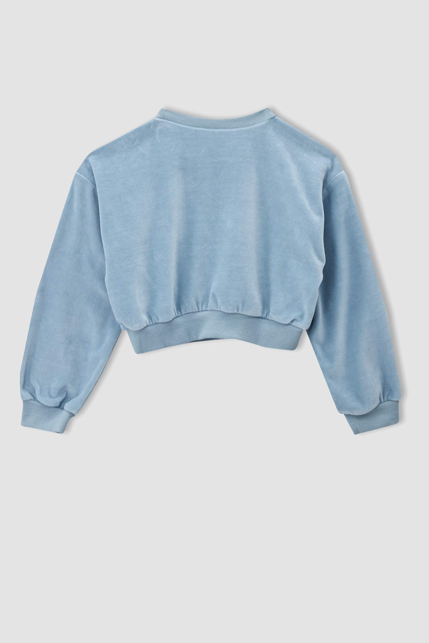 Kız Çocuk Relax Fit Crop Kadife Sweatshirt