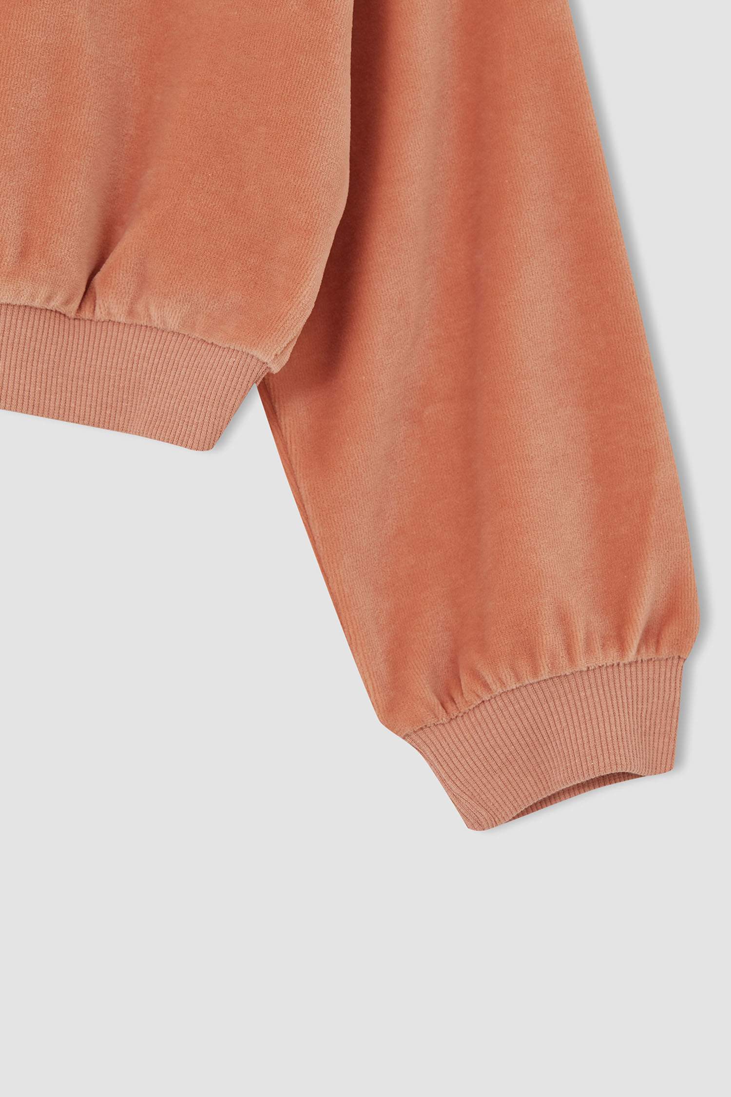 Kız Çocuk Relax Fit Crop Kadife Sweatshirt