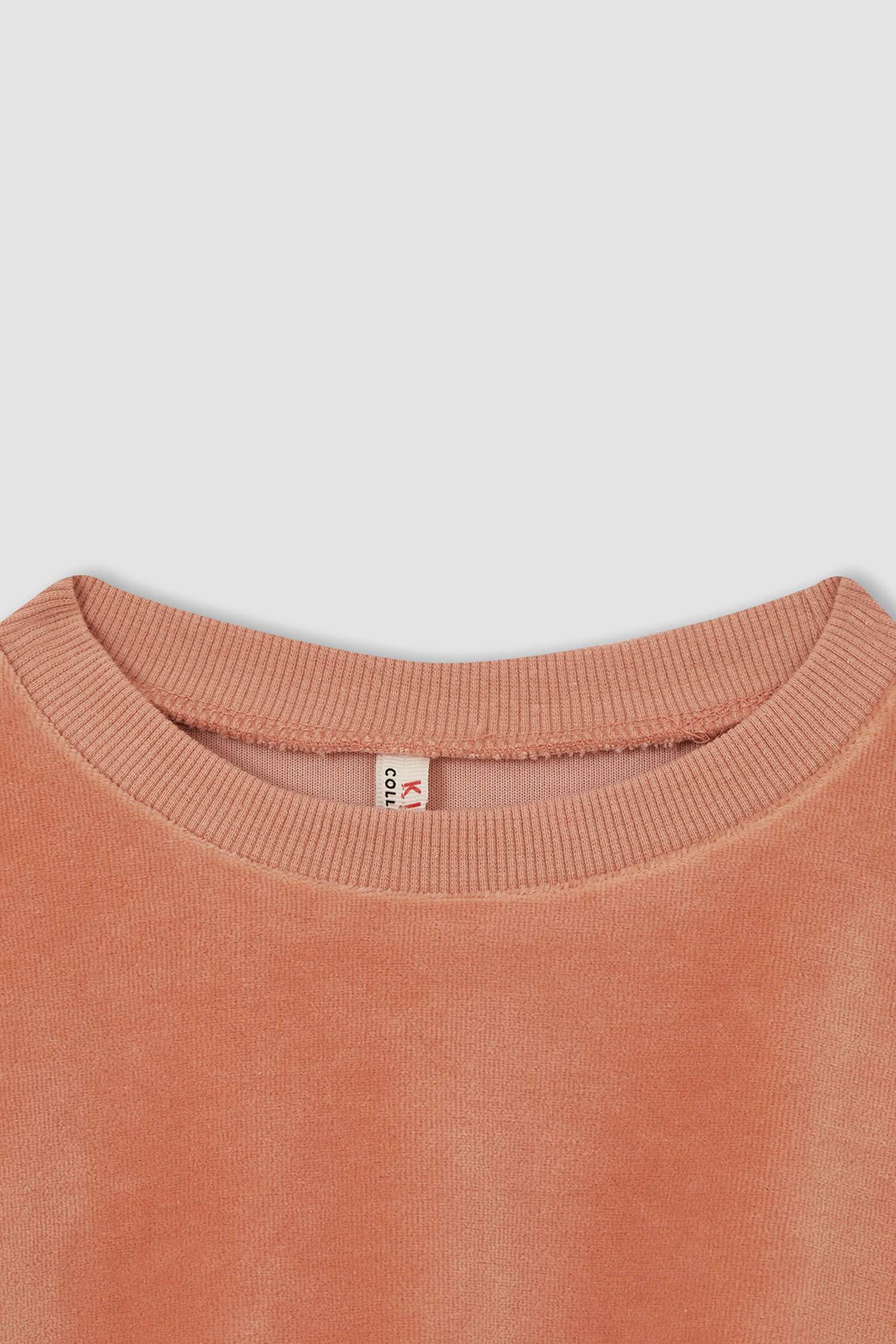 Kız Çocuk Relax Fit Crop Kadife Sweatshirt