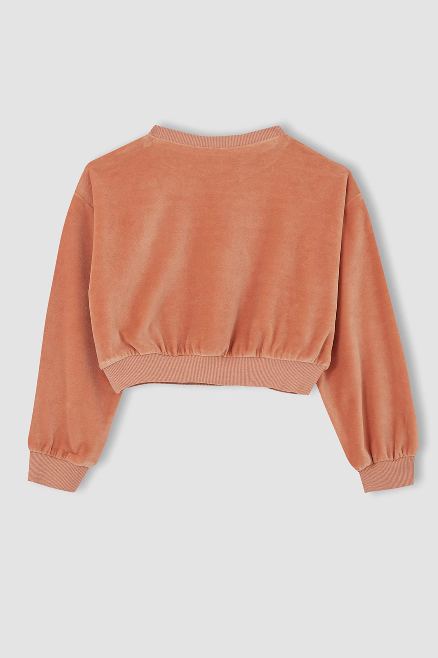 Kız Çocuk Relax Fit Crop Kadife Sweatshirt