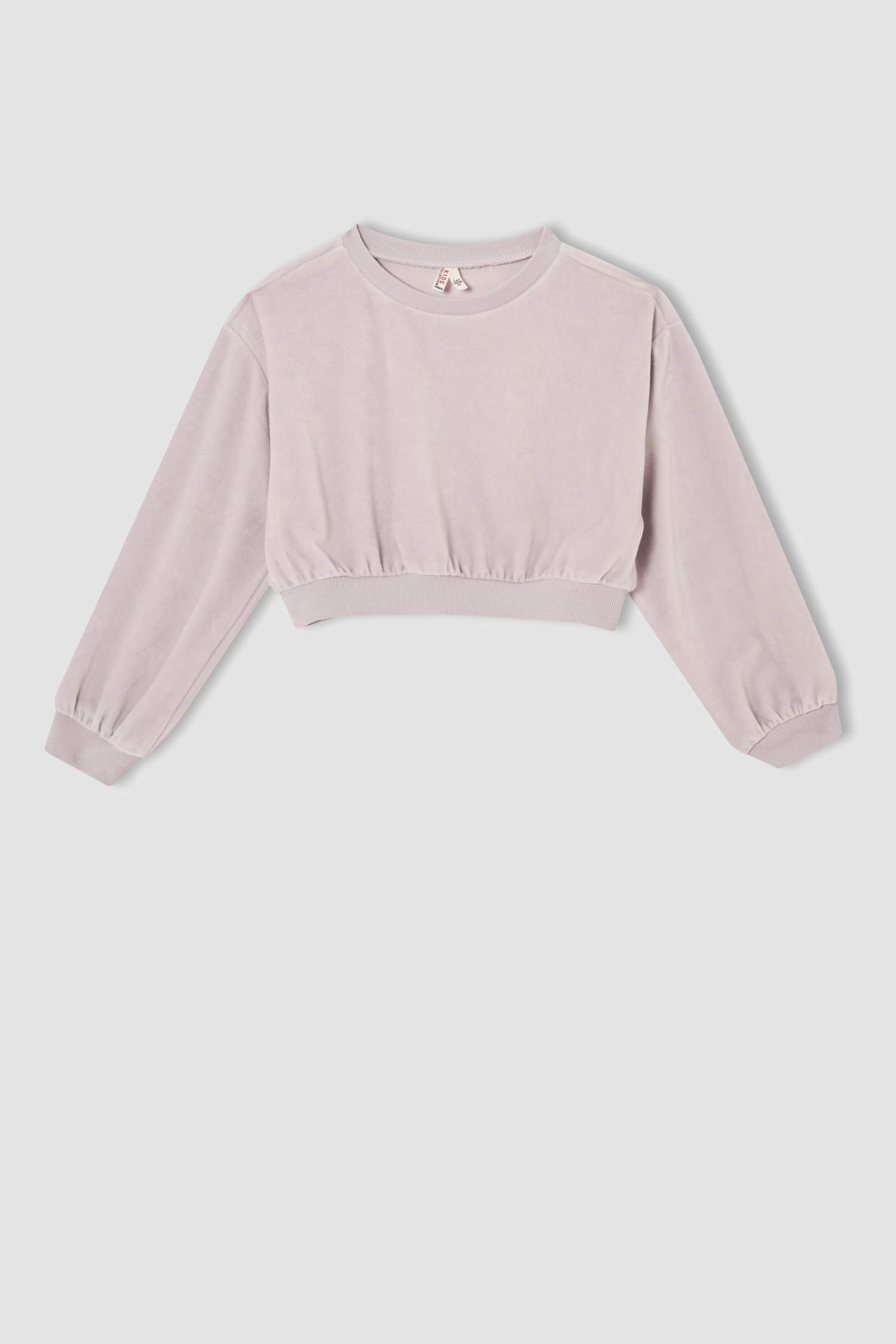 Kız Çocuk Relax Fit Crop Kadife Sweatshirt